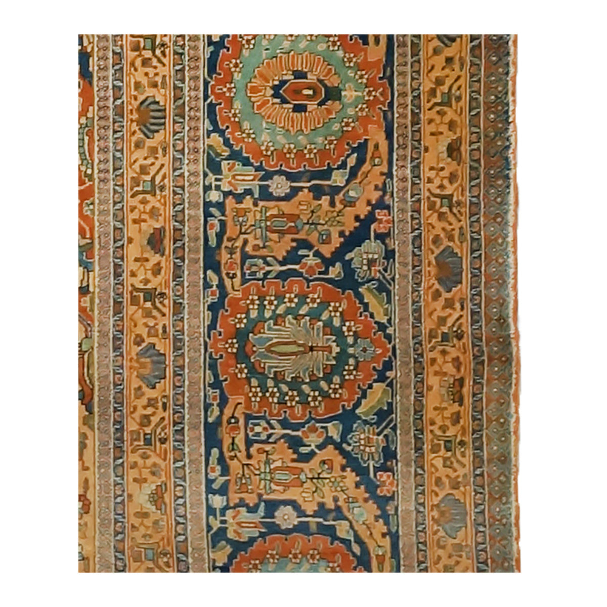 Antique Persian Mohtasham Kashan Wool 11x17 Camel, Tan & Navy Handmade Area Rug #1144157