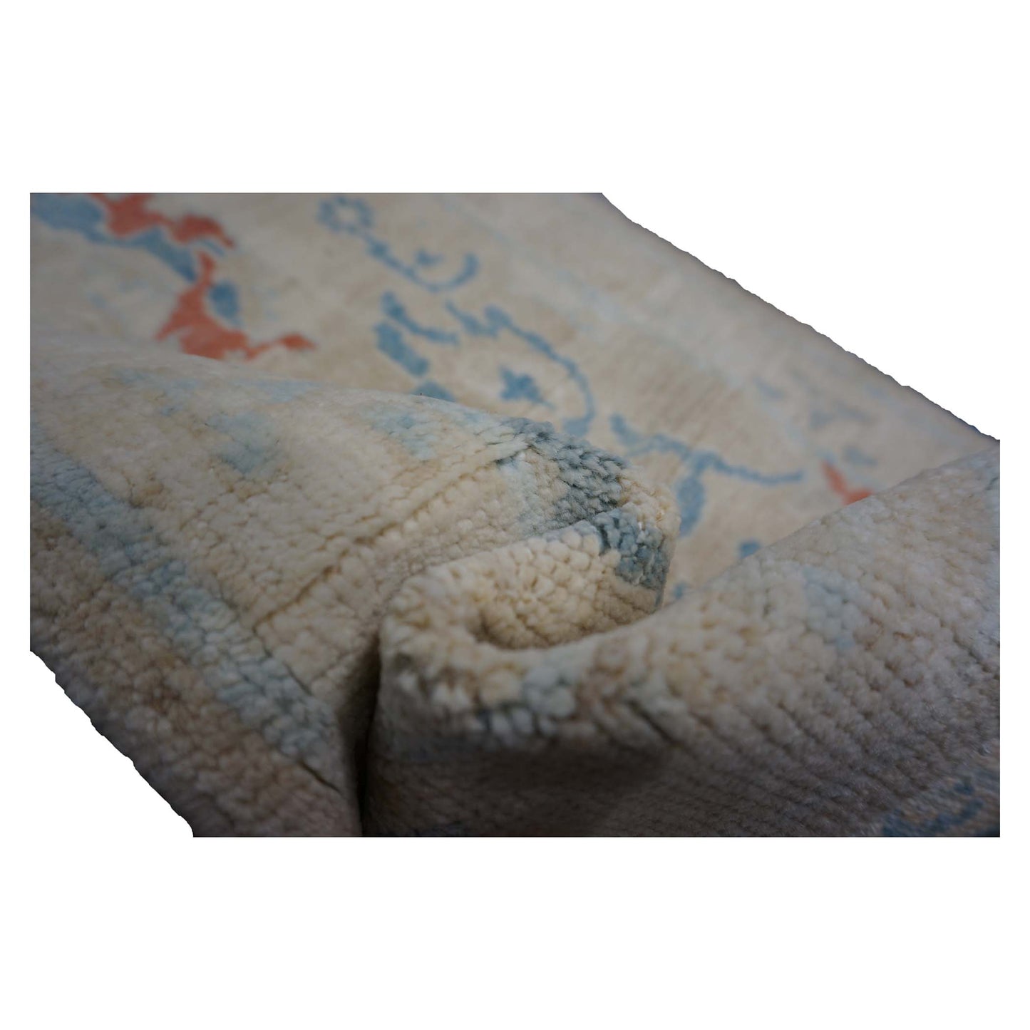 Turkish Sultanabad Wool 3x8 Tan & Light Blue Handmade Runner Rug #1144165