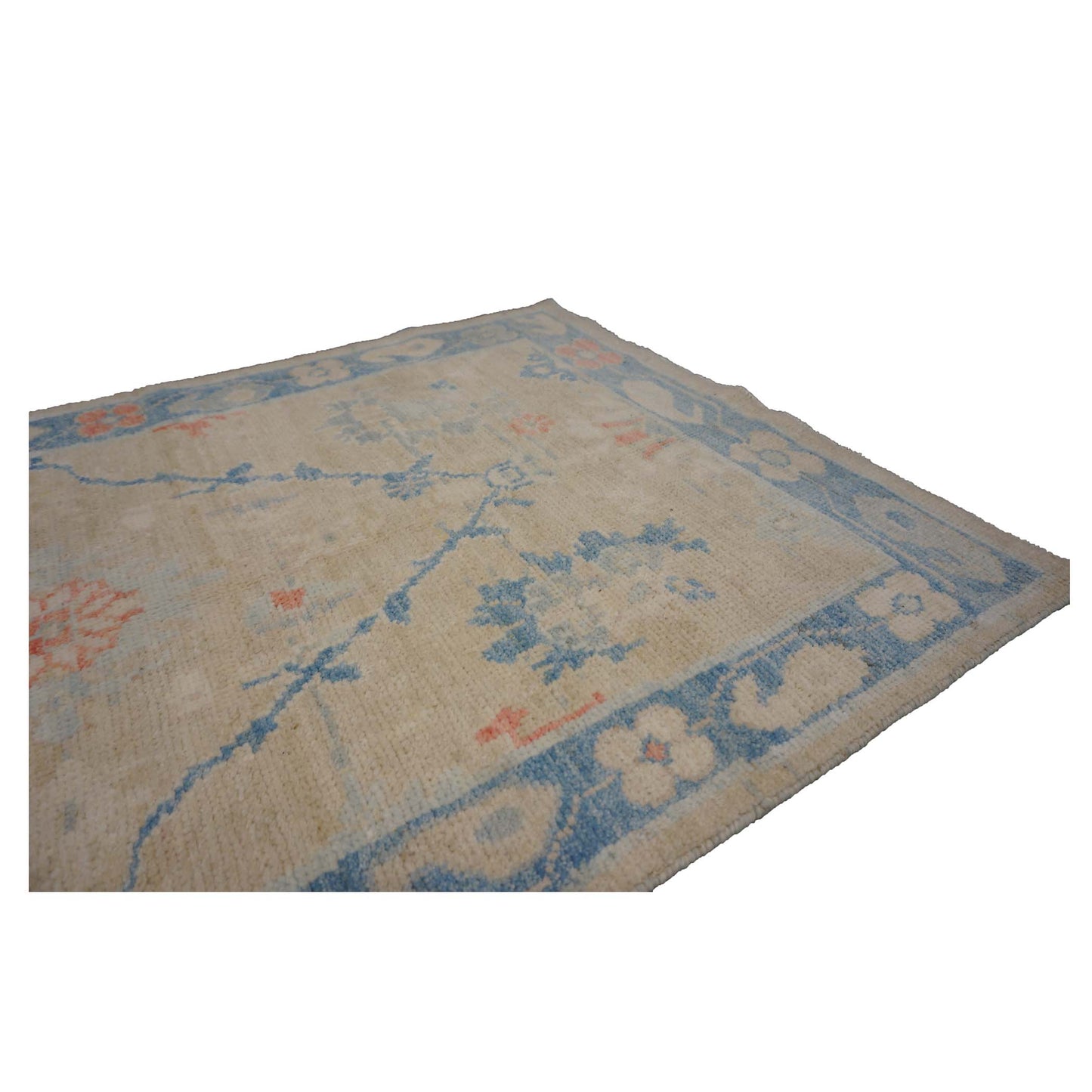 Turkish Sultanabad Wool 3x13 Tan, Blue & Red Handmade Runner Rug #1144166