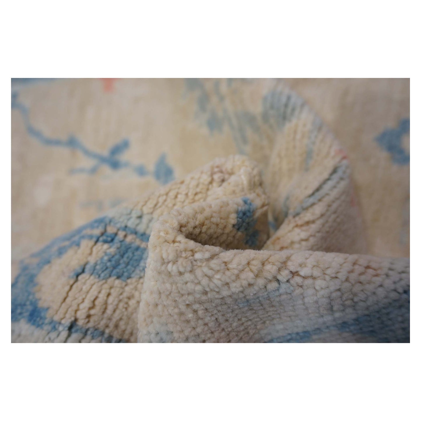 Turkish Sultanabad Wool 3x13 Tan, Blue & Red Handmade Runner Rug #1144166