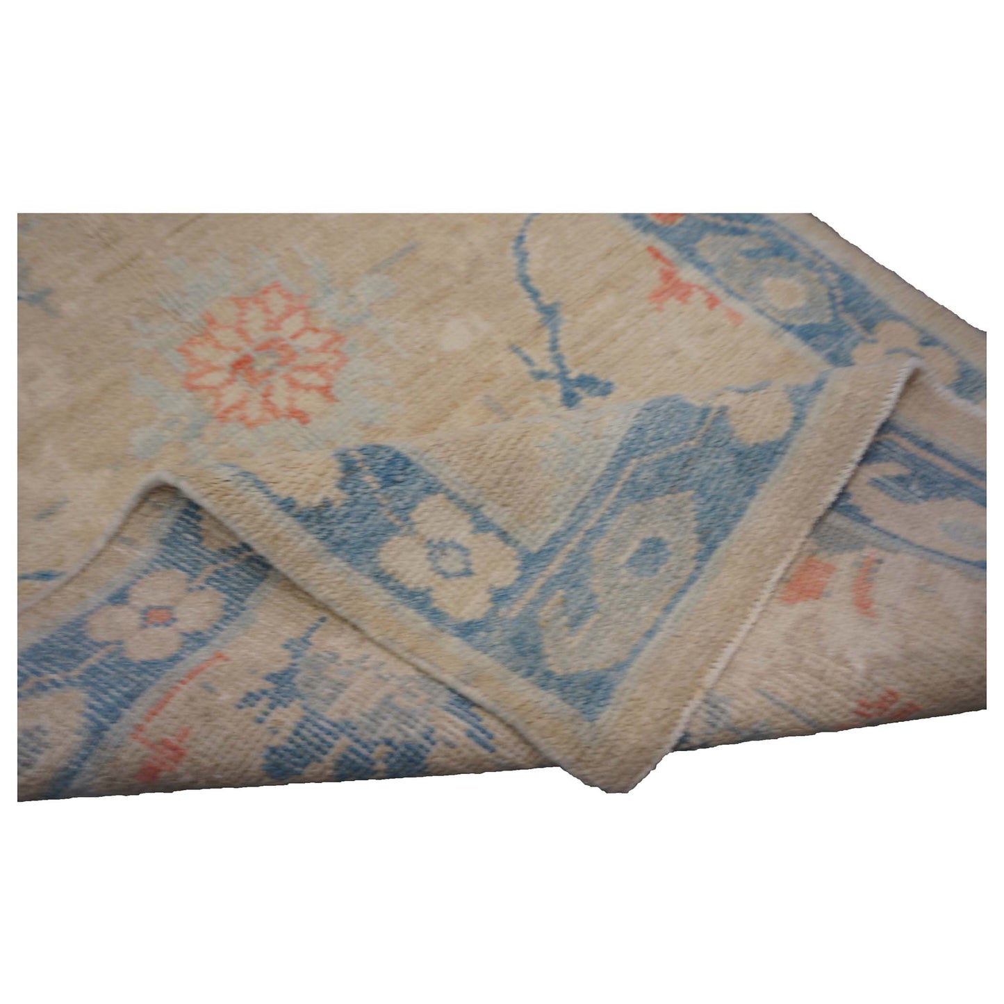 Turkish Sultanabad Wool 3x13 Tan, Blue & Red Handmade Runner Rug #1144166