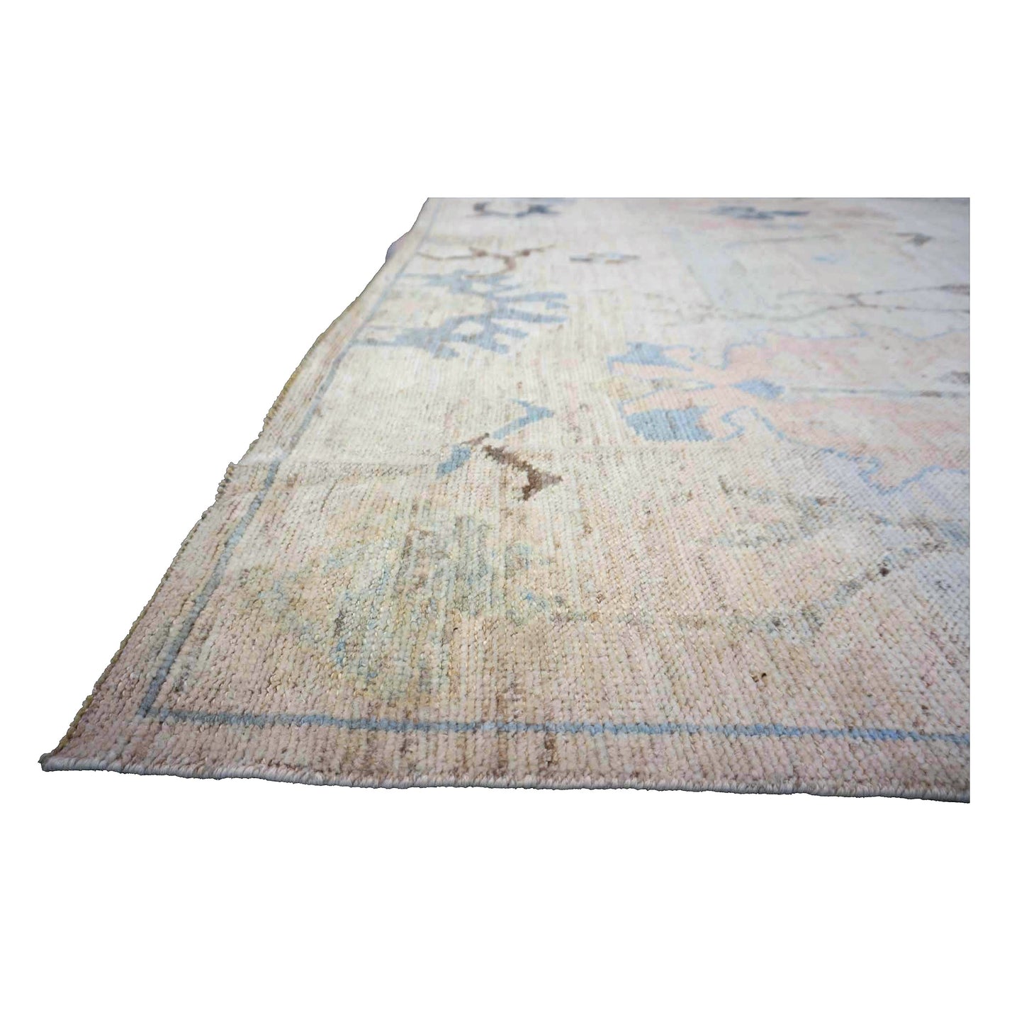 21st Century Turkish Oushak Wool 11X15 Tan & Slate Blue Handmade Area Rug #1144196