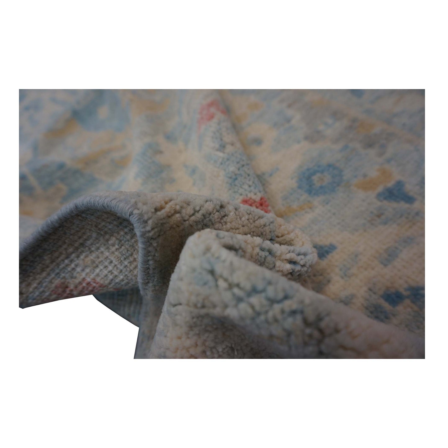 Turkish Sultanabad Wool 3x14 Tan & Light Blue Handmade Runner Rug #1144197