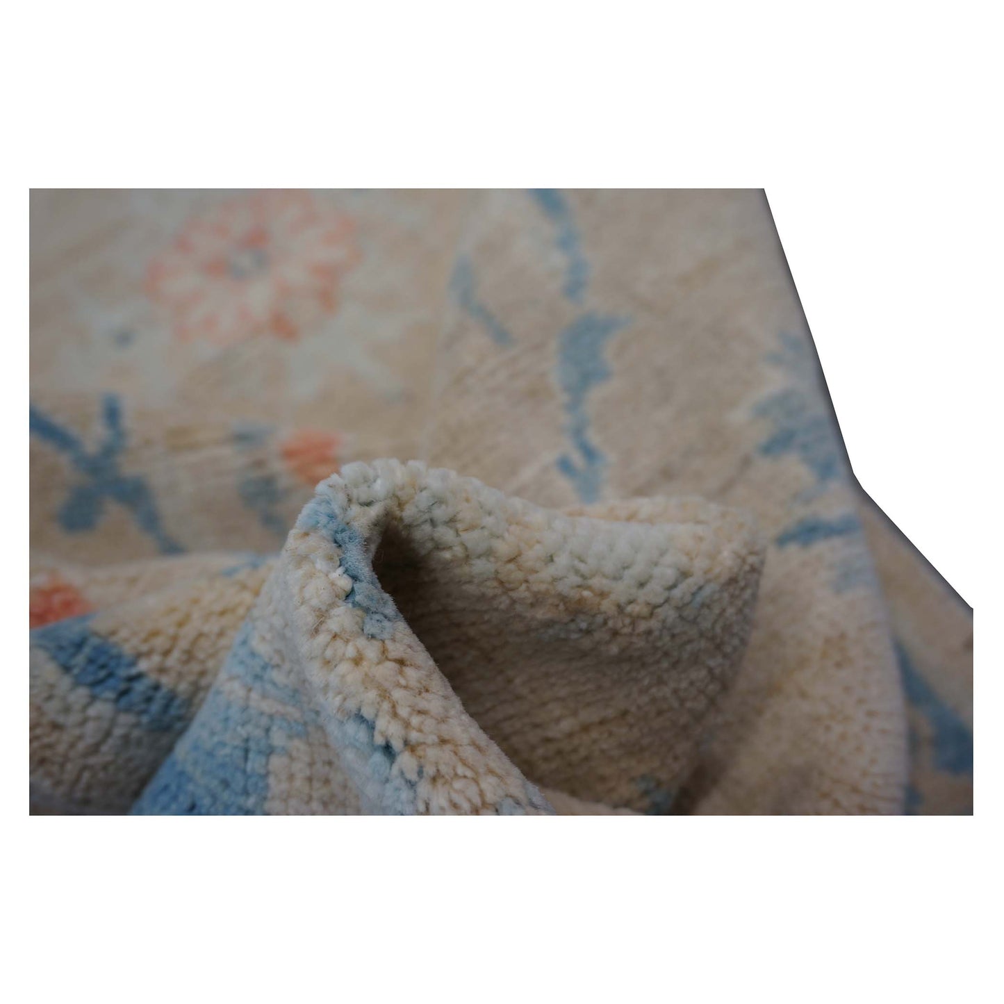 Turkish Sultanabad Wool 3x14 Tan & Blue Handmade Runner Rug #1144206