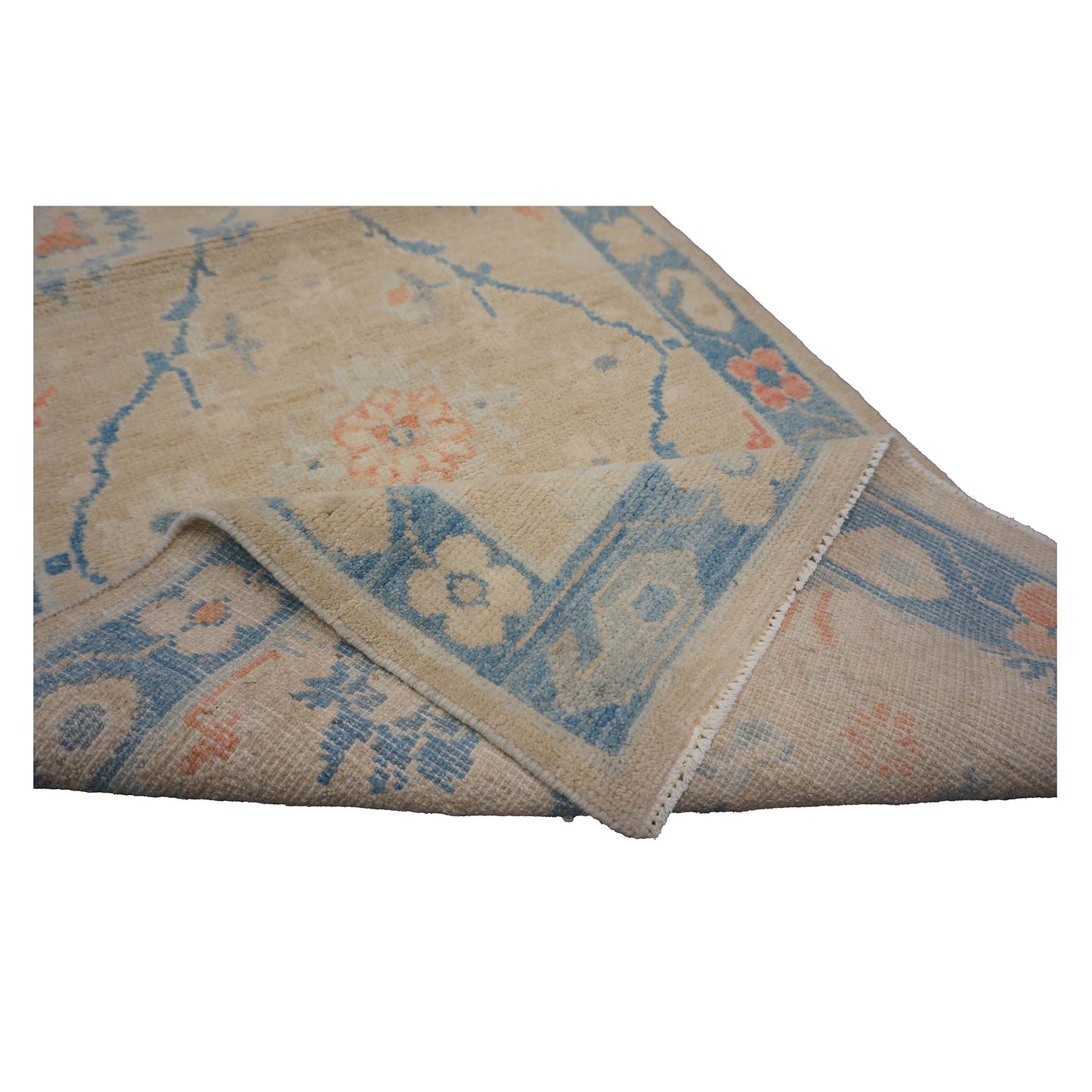 Turkish Sultanabad Wool 3x14 Tan & Blue Handmade Runner Rug #1144206