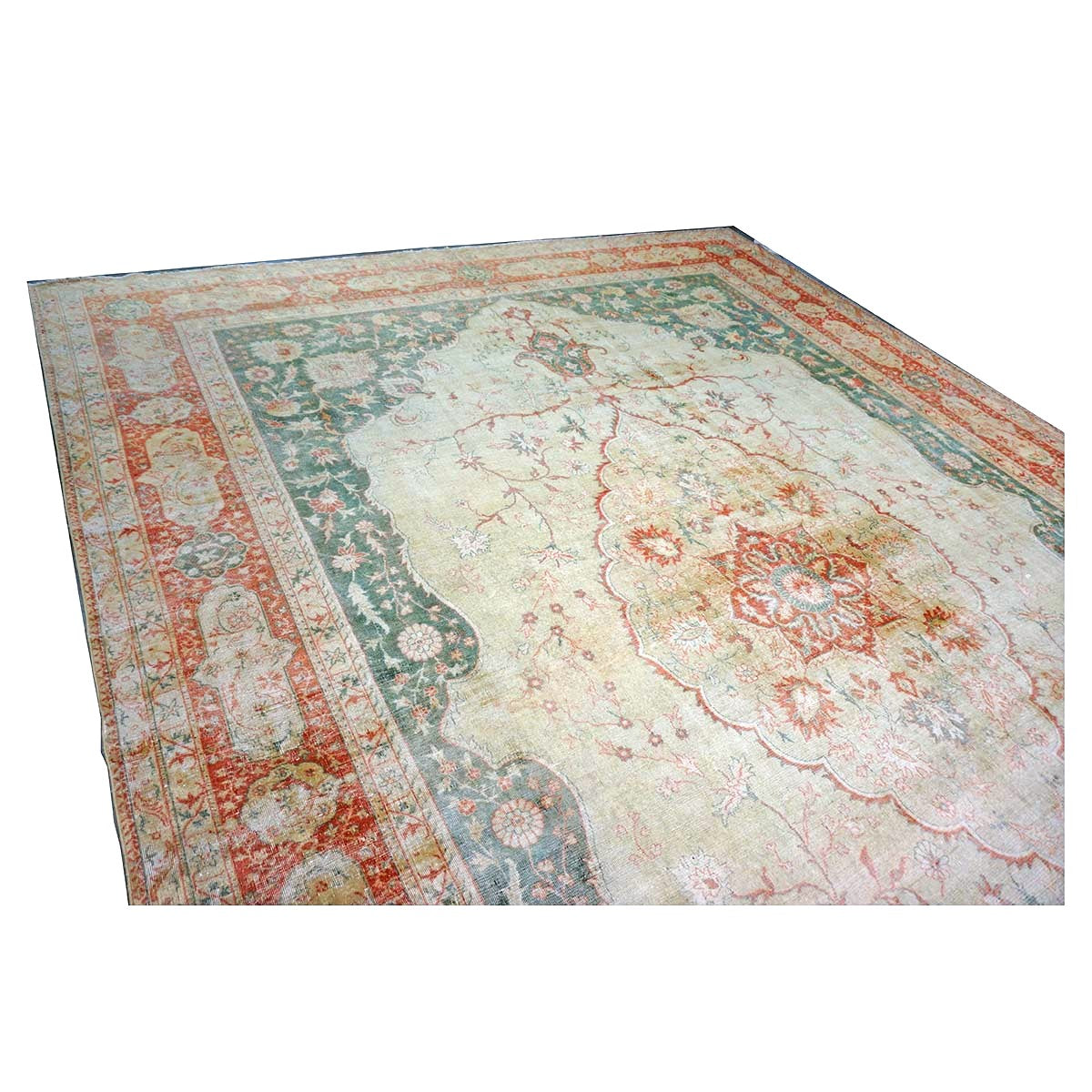 Antique Turkish Sivas Wool 14x19 Ivory, Blue & Red Handmade Oversized Area Rug #1144248