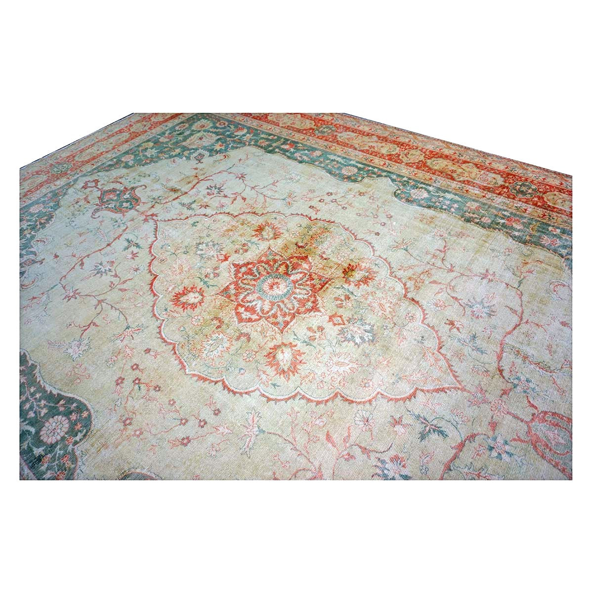 Antique Turkish Sivas Wool 14x19 Ivory, Blue & Red Handmade Oversized Area Rug #1144248