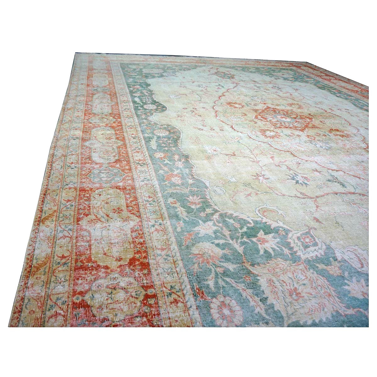 Antique Turkish Sivas Wool 14x19 Ivory, Blue & Red Handmade Oversized Area Rug #1144248