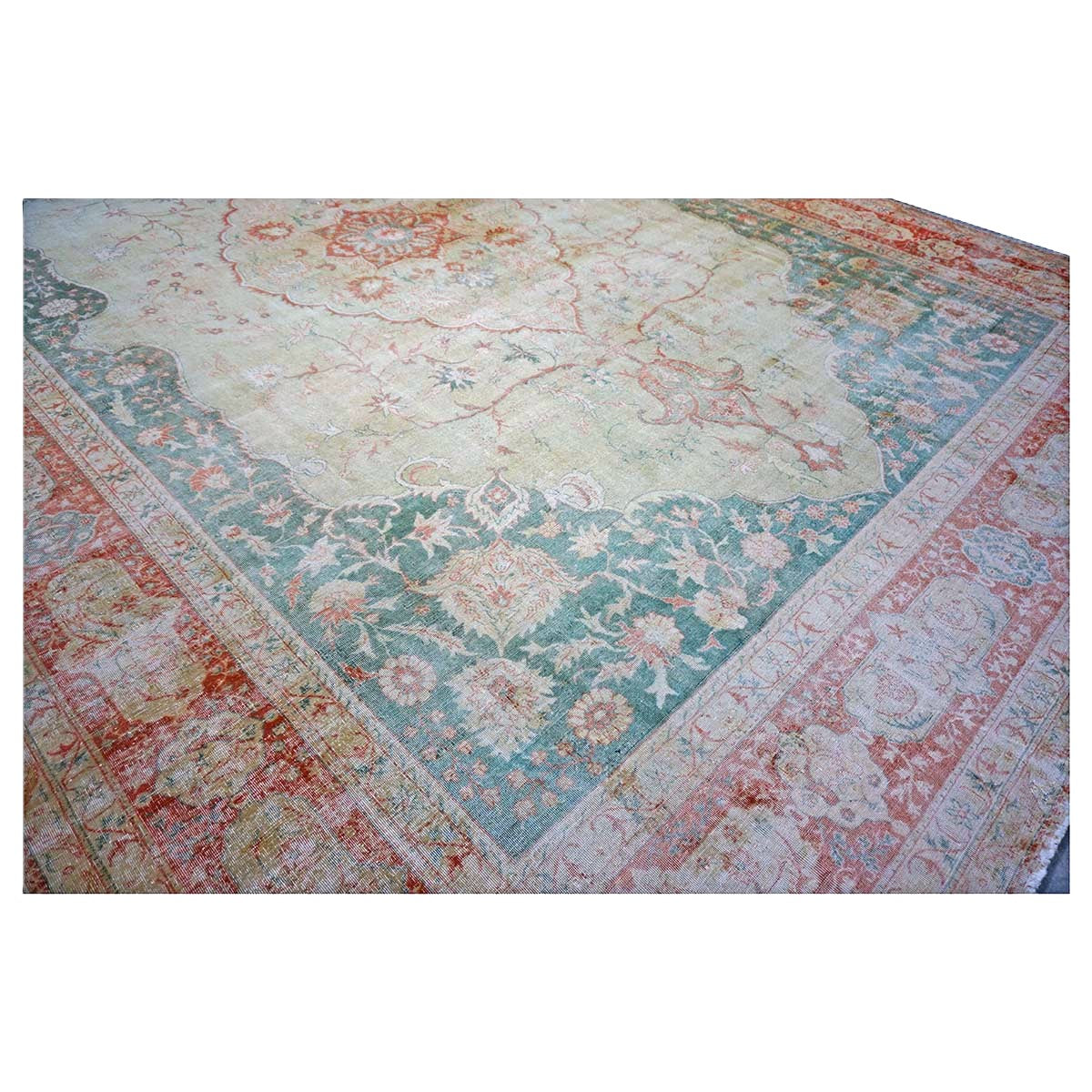 Antique Turkish Sivas Wool 14x19 Ivory, Blue & Red Handmade Oversized Area Rug #1144248