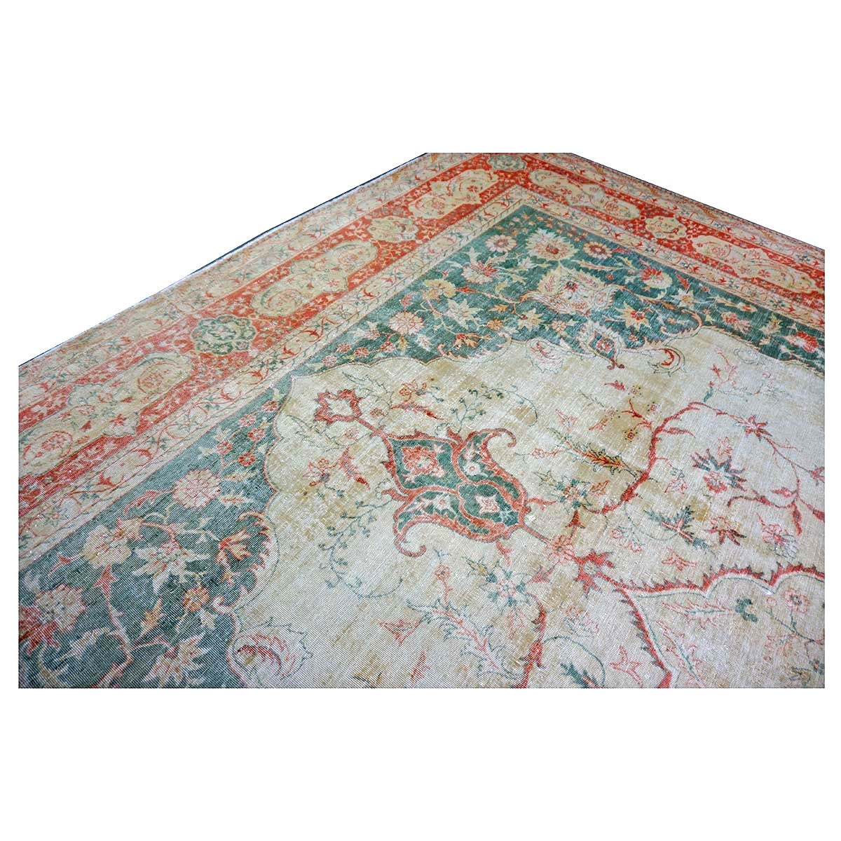 Antique Turkish Sivas Wool 14x19 Ivory, Blue & Red Handmade Oversized Area Rug #1144248