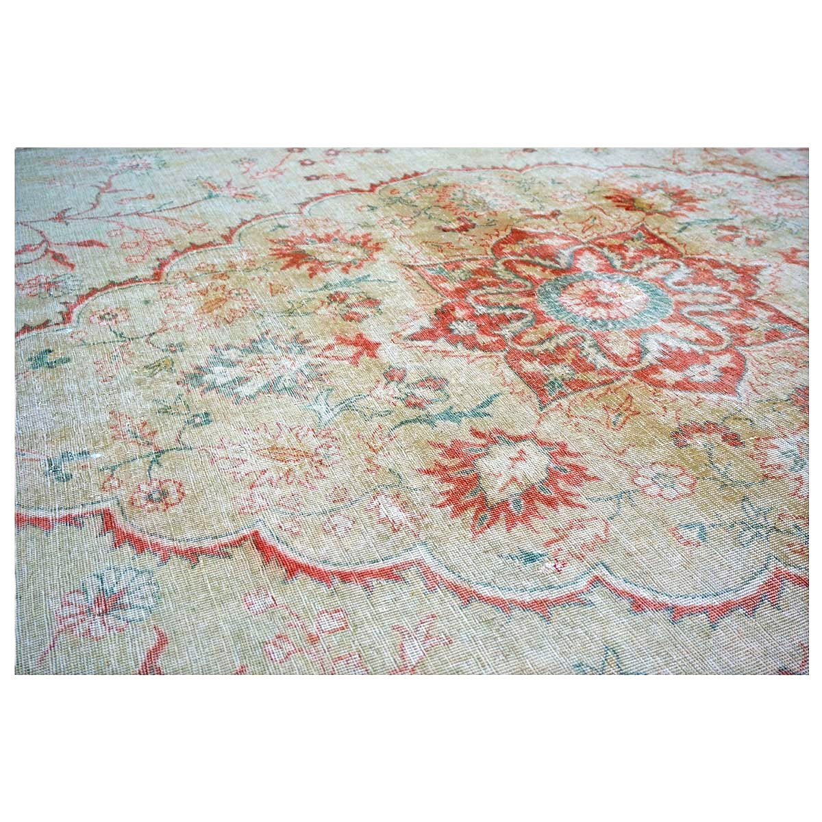 Antique Turkish Sivas Wool 14x19 Ivory, Blue & Red Handmade Oversized Area Rug #1144248