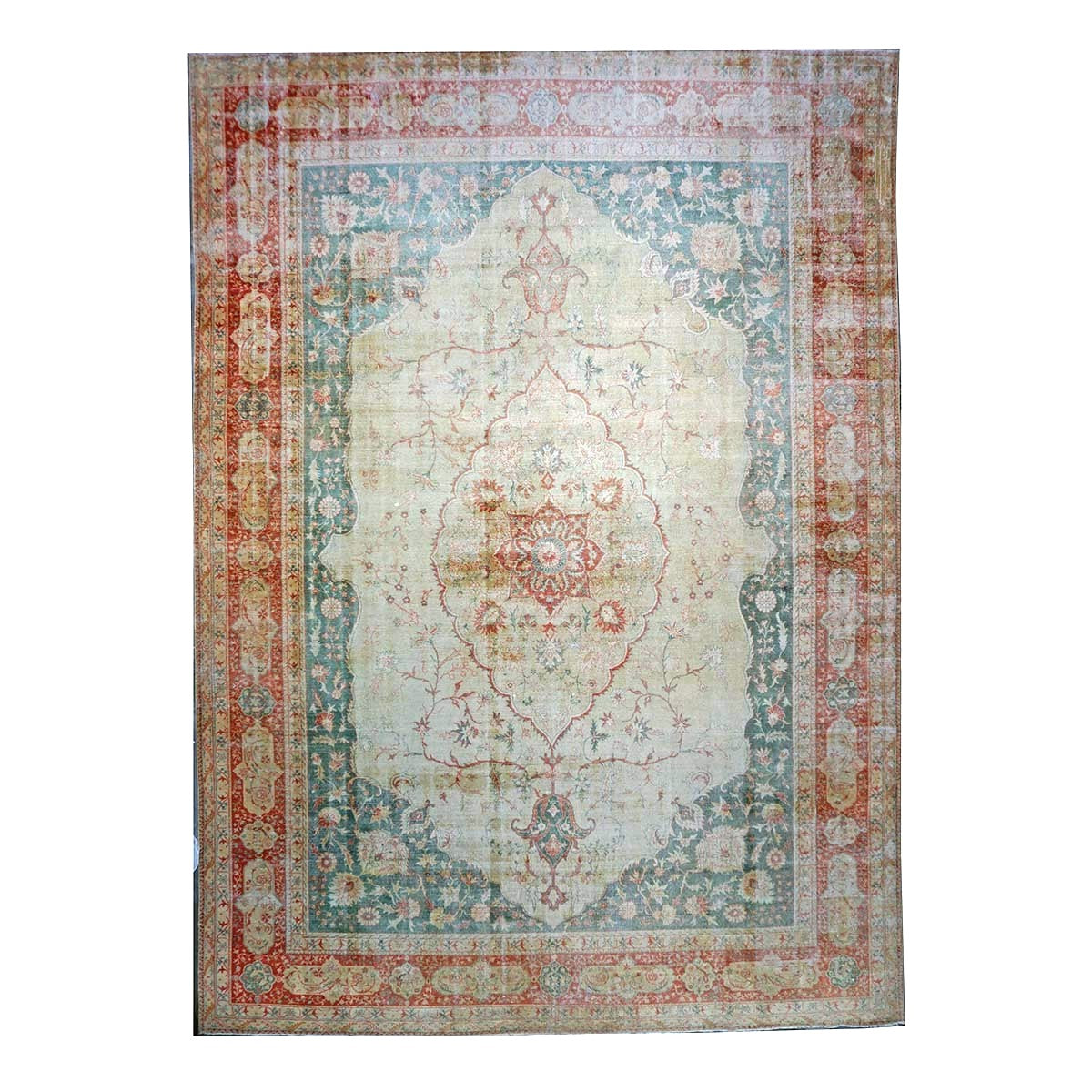 Antique Turkish Sivas Wool 14x19 Ivory, Blue & Red Handmade Oversized Area Rug #1144248