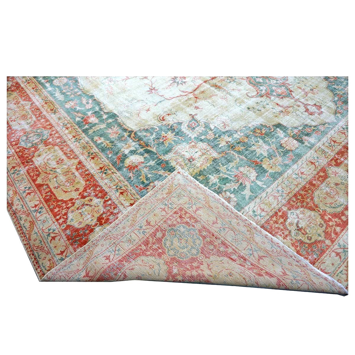 Antique Turkish Sivas Wool 14x19 Ivory, Blue & Red Handmade Oversized Area Rug #1144248