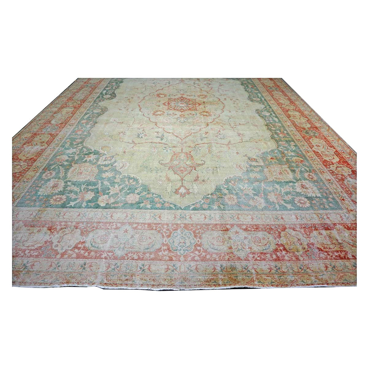 Antique Turkish Sivas Wool 14x19 Ivory, Blue & Red Handmade Oversized Area Rug #1144248