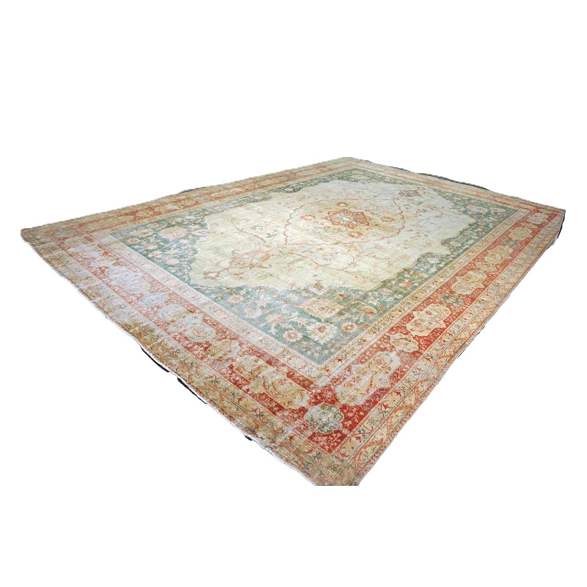 Antique Turkish Sivas Wool 14x19 Ivory, Blue & Red Handmade Oversized Area Rug #1144248