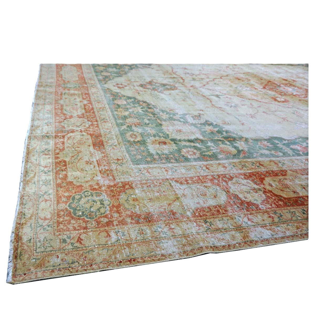 Antique Turkish Sivas Wool 14x19 Ivory, Blue & Red Handmade Oversized Area Rug #1144248