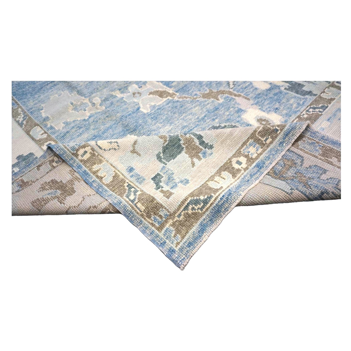 Turkish Oushak Wool 11x16 Soft Blue, Taupe & Ivory Handmade Area Rug #1144310