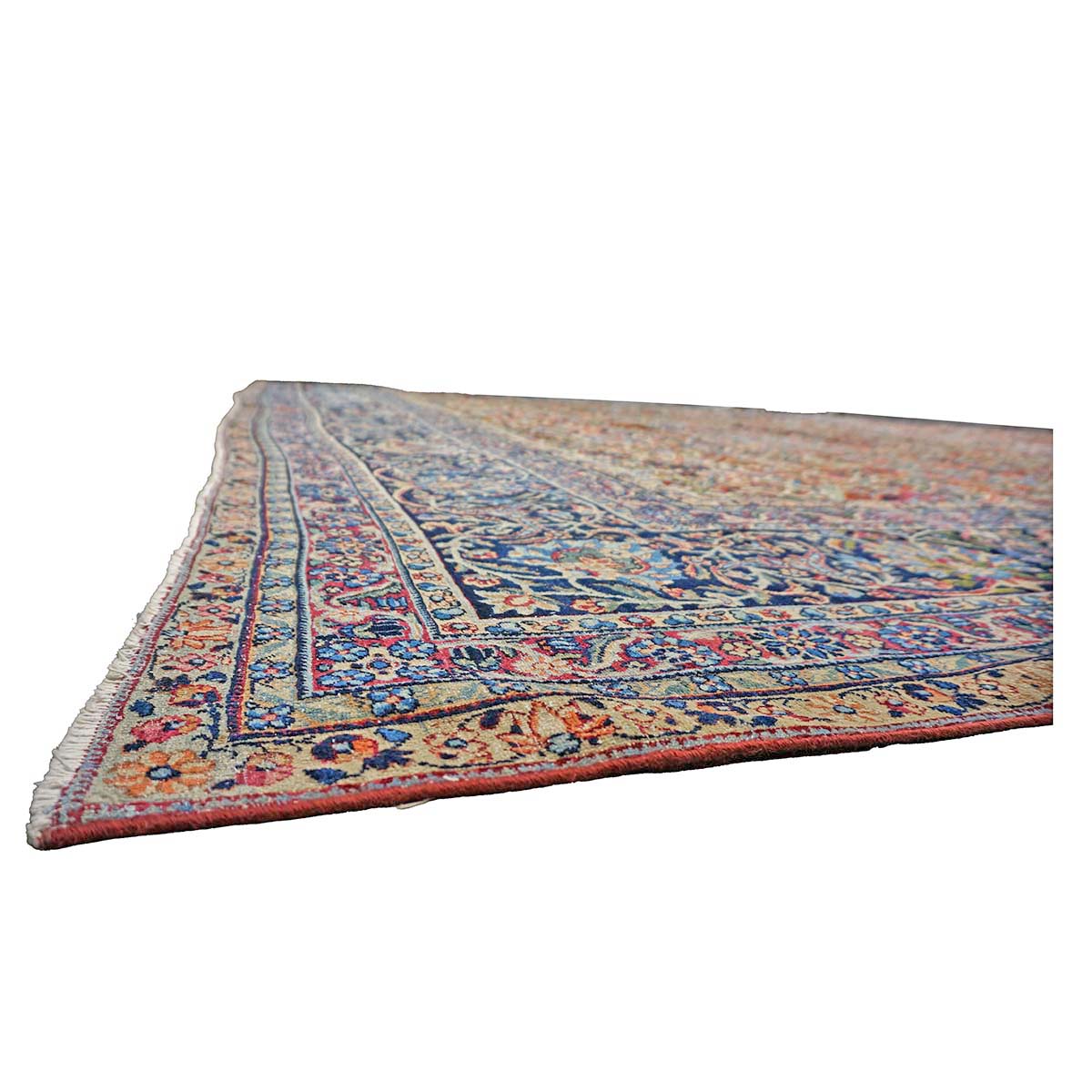 Antique Persian Kerman Lavar Wool 14x22 Ivory & Multicolored Handmade Oversized Area Rug #1144363