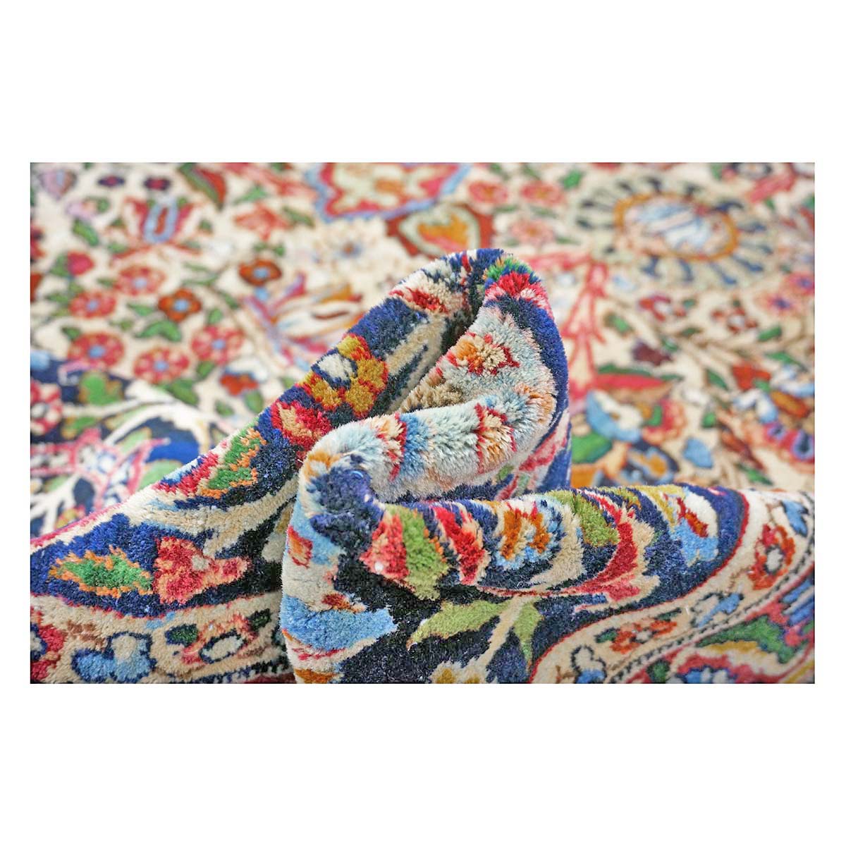 Antique Persian Kerman Lavar Wool 14x22 Ivory & Multicolored Handmade Oversized Area Rug #1144363