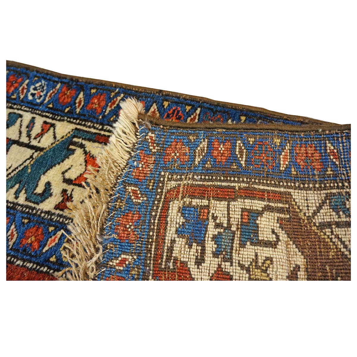 Antique Persian Bijar Wool 4x16 Red, Blue & Ivory Handmade Gallery Rug #1144728