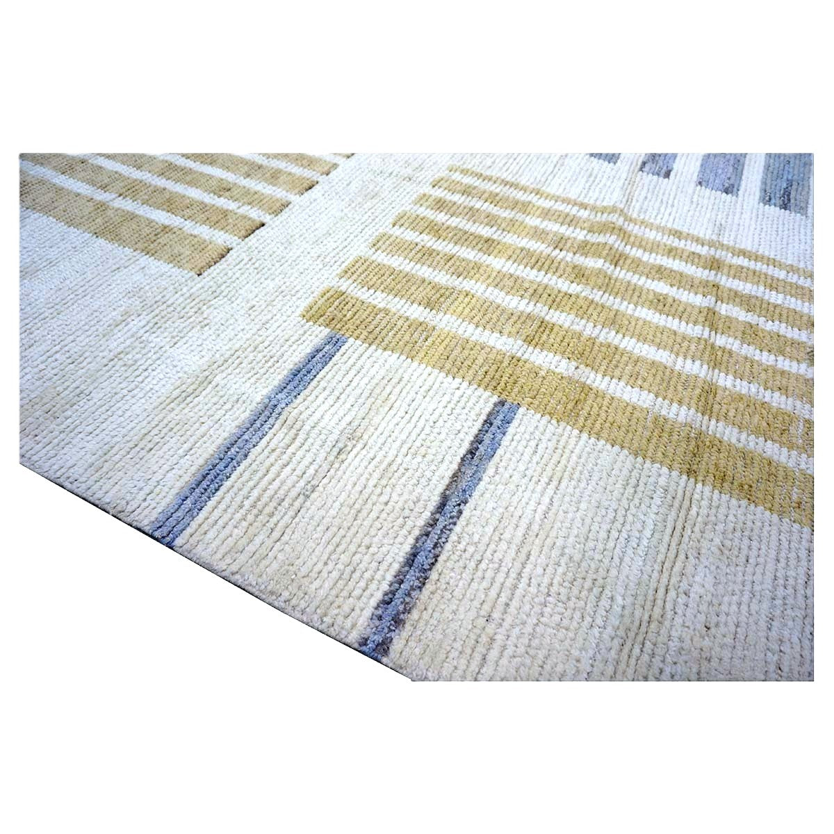Afghan Tribal Mid-Modern Wool 13x16 Ivory & Tan Handmade Area Rug #1144733