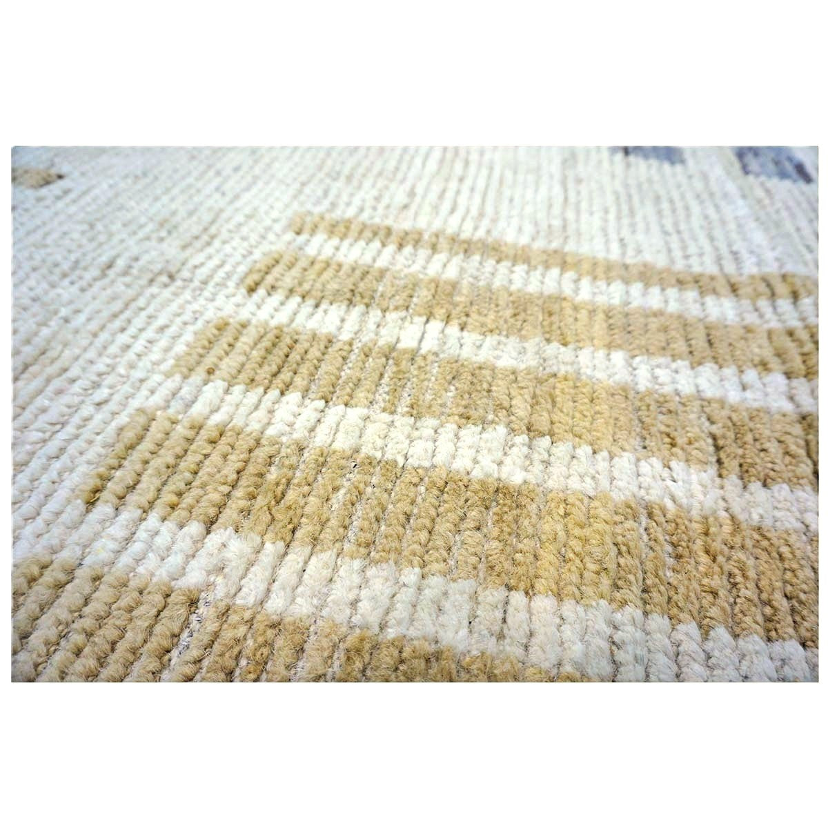 Afghan Tribal Mid-Modern Wool 13x16 Ivory & Tan Handmade Area Rug #1144733