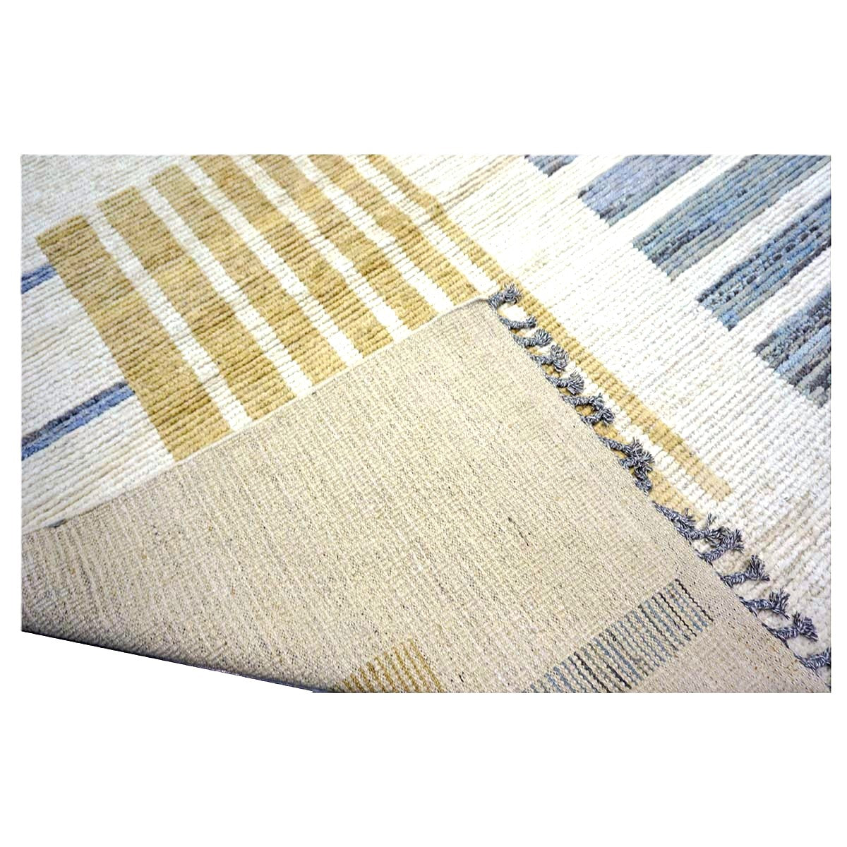 Afghan Tribal Mid-Modern Wool 13x16 Ivory & Tan Handmade Area Rug #1144733