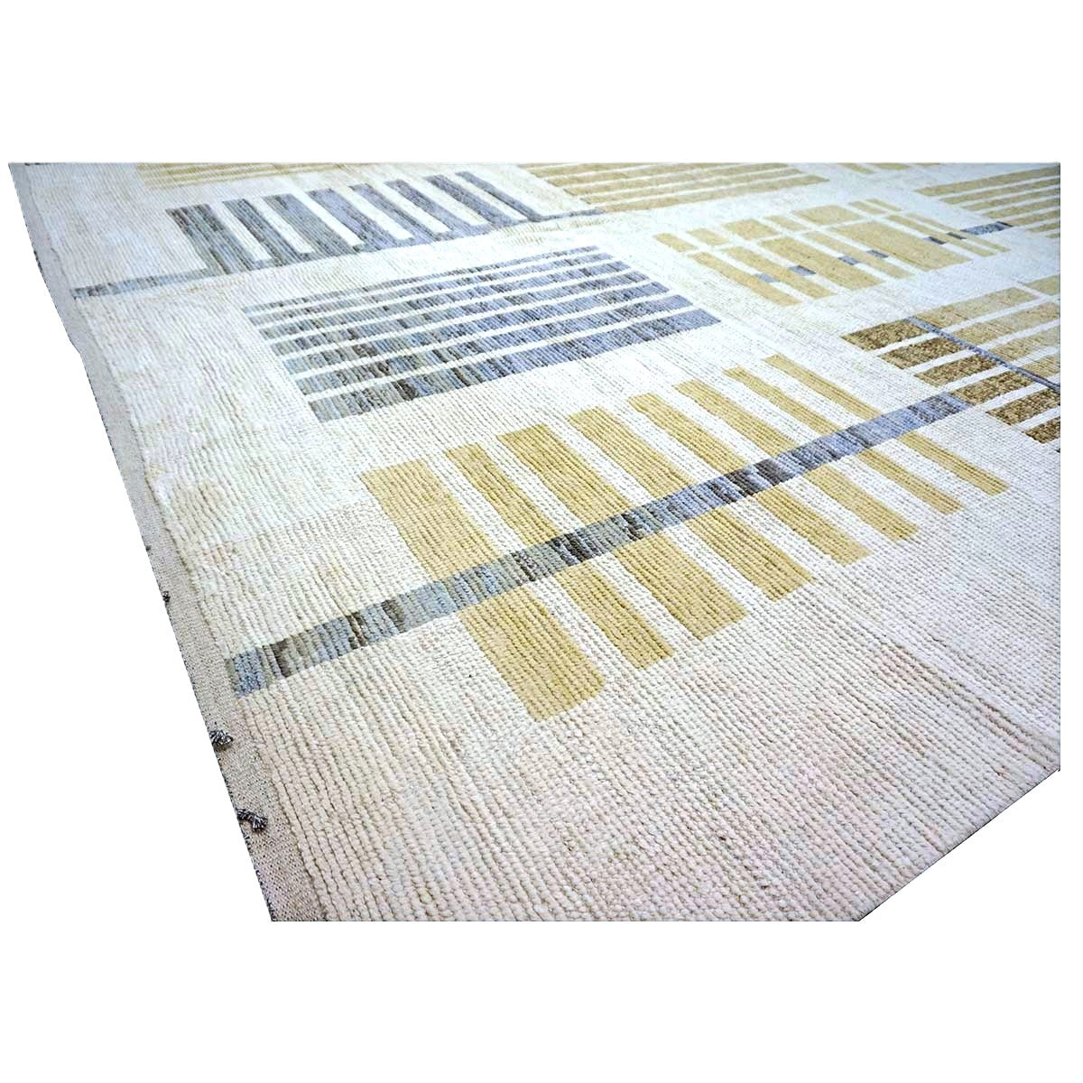 Afghan Tribal Mid-Modern Wool 13x16 Ivory & Tan Handmade Area Rug #1144733