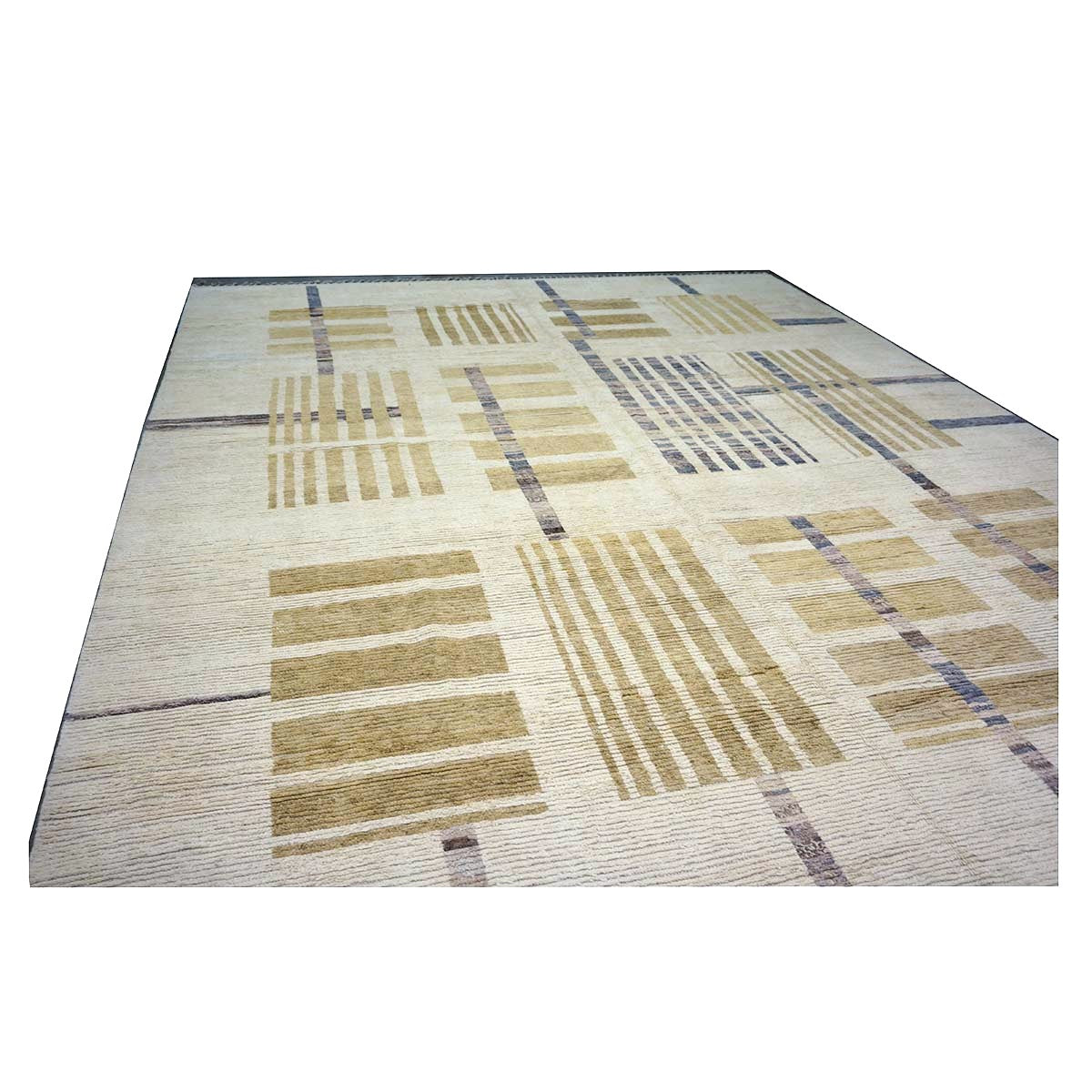 Afghan Tribal Mid-Modern Wool 12x15 Ivory & Tan Handmade Area Rug #1144743