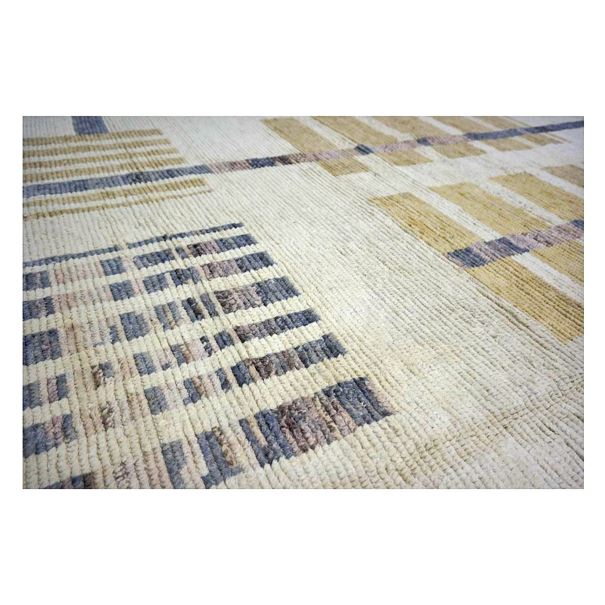 Afghan Tribal Mid-Modern Wool 12x15 Ivory & Tan Handmade Area Rug #1144743