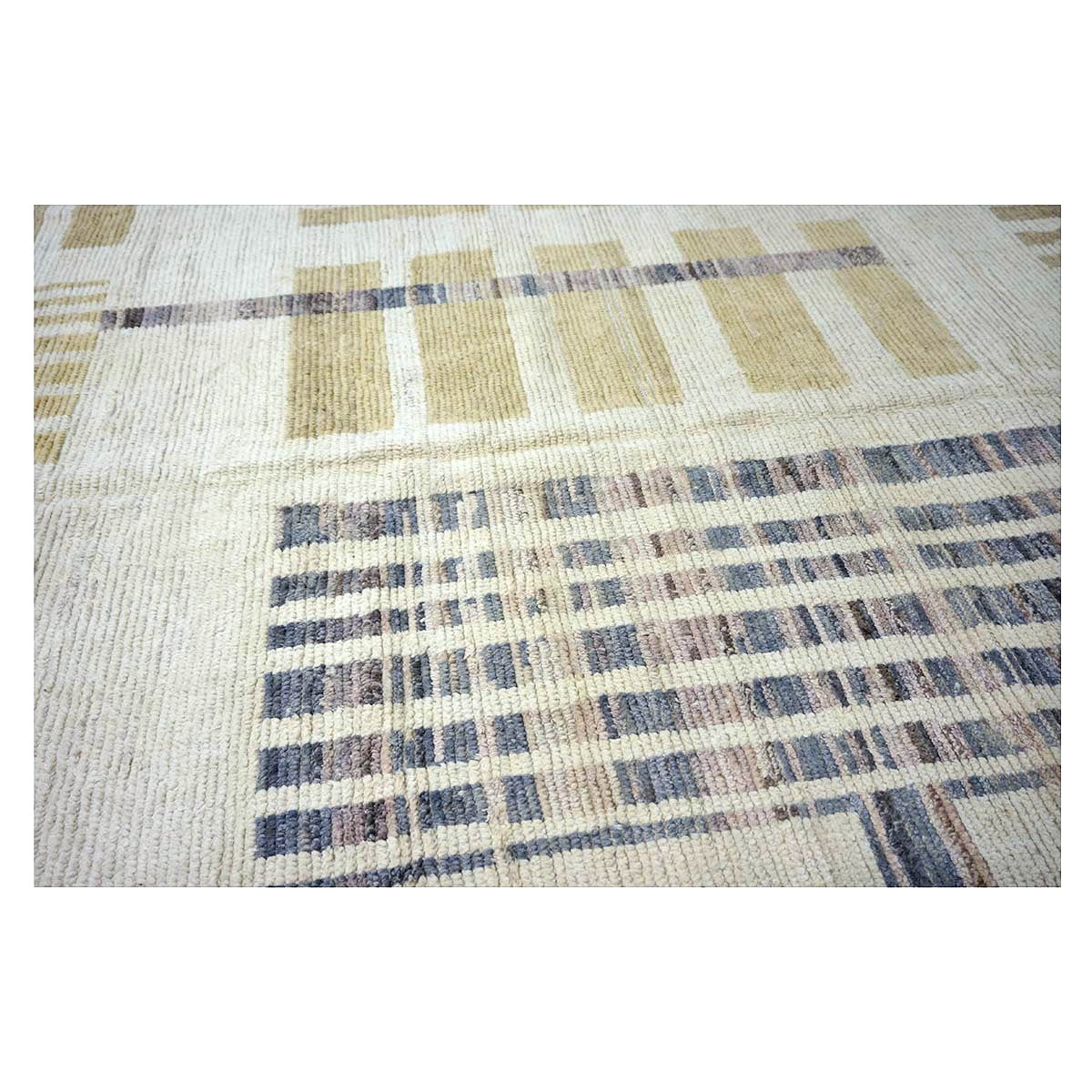 Afghan Tribal Mid-Modern Wool 12x15 Ivory & Tan Handmade Area Rug #1144743