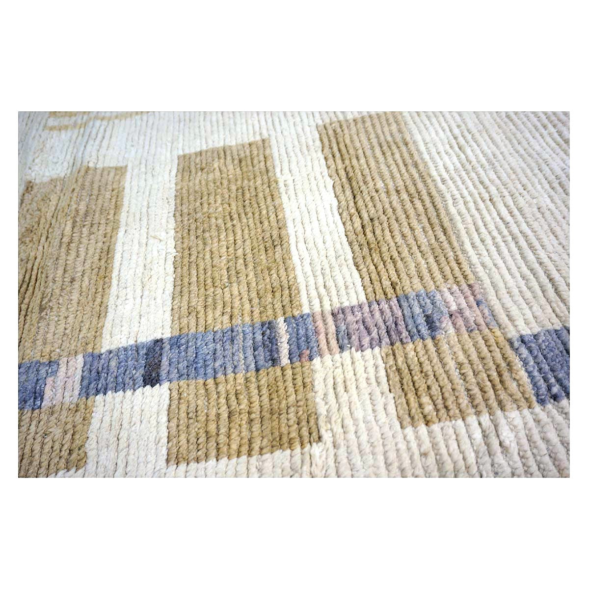 Afghan Tribal Mid-Modern Wool 12x15 Ivory & Tan Handmade Area Rug #1144743