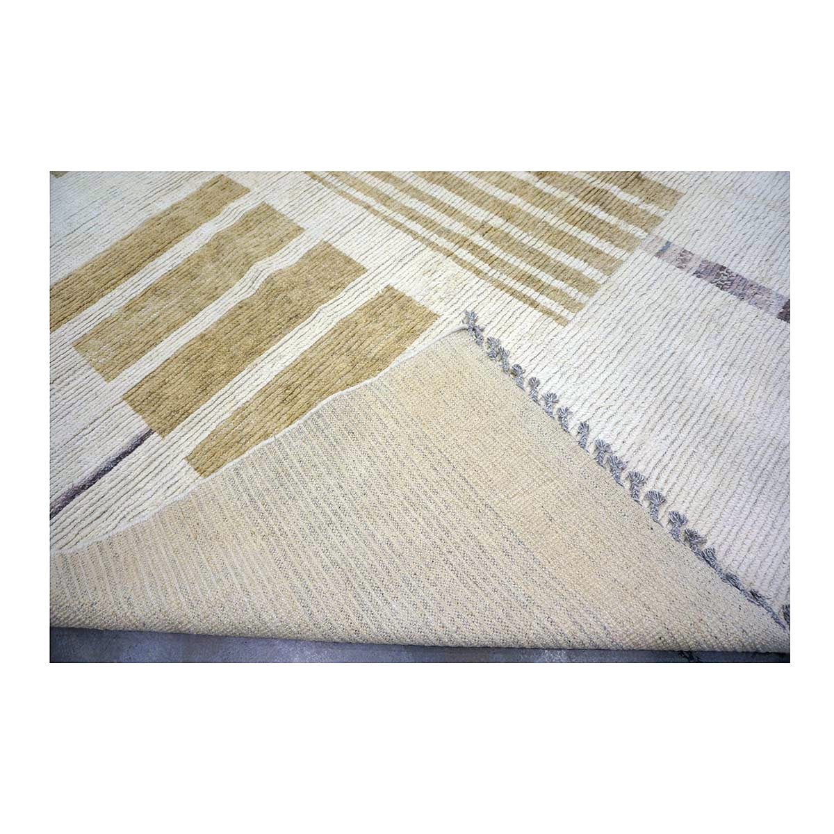 Afghan Tribal Mid-Modern Wool 12x15 Ivory & Tan Handmade Area Rug #1144743
