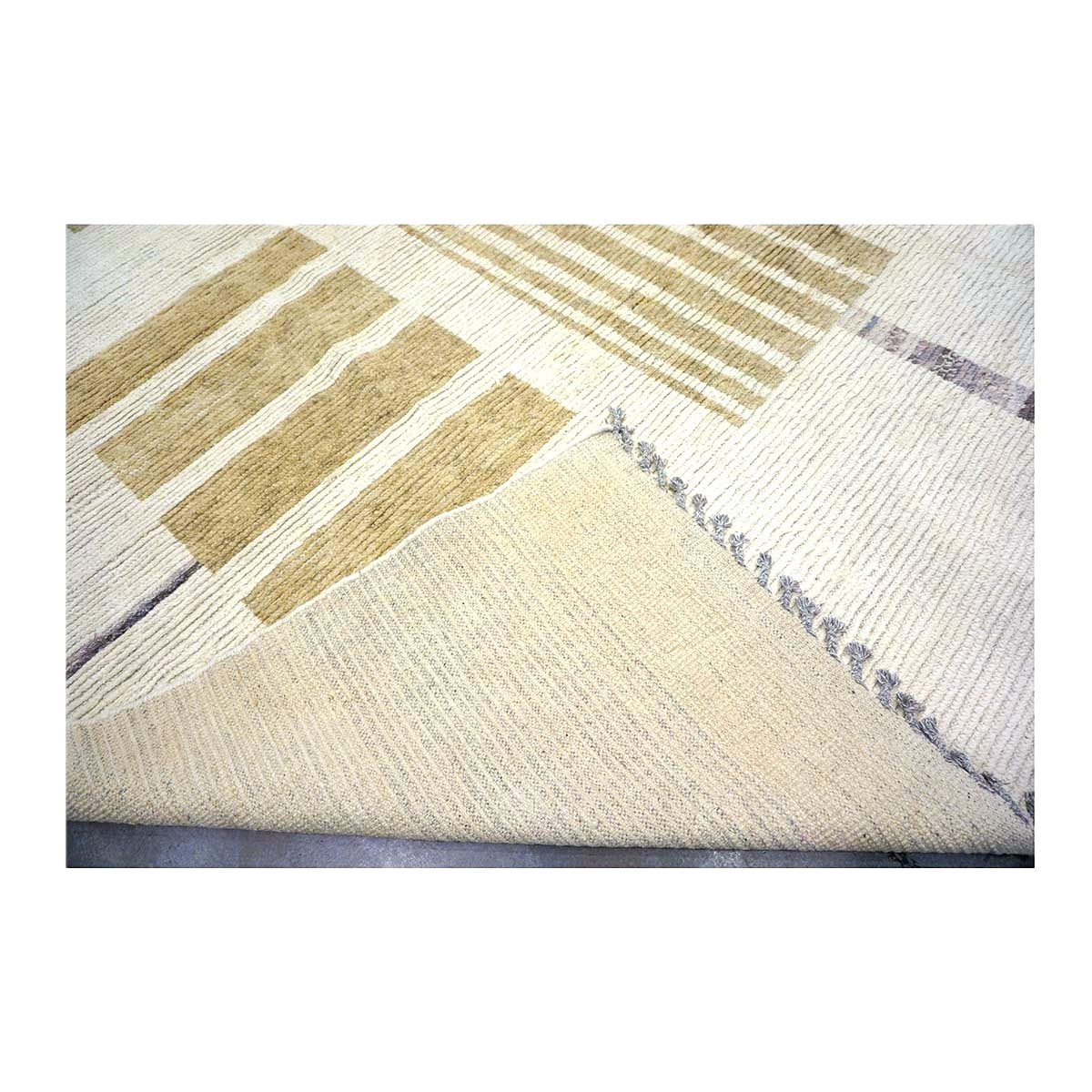 Afghan Tribal Mid-Modern Wool 12x15 Ivory & Tan Handmade Area Rug #1144743
