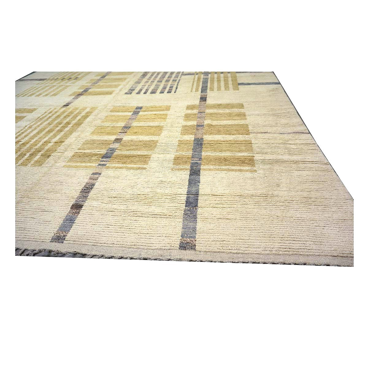 Afghan Tribal Mid-Modern Wool 12x15 Ivory & Tan Handmade Area Rug #1144743