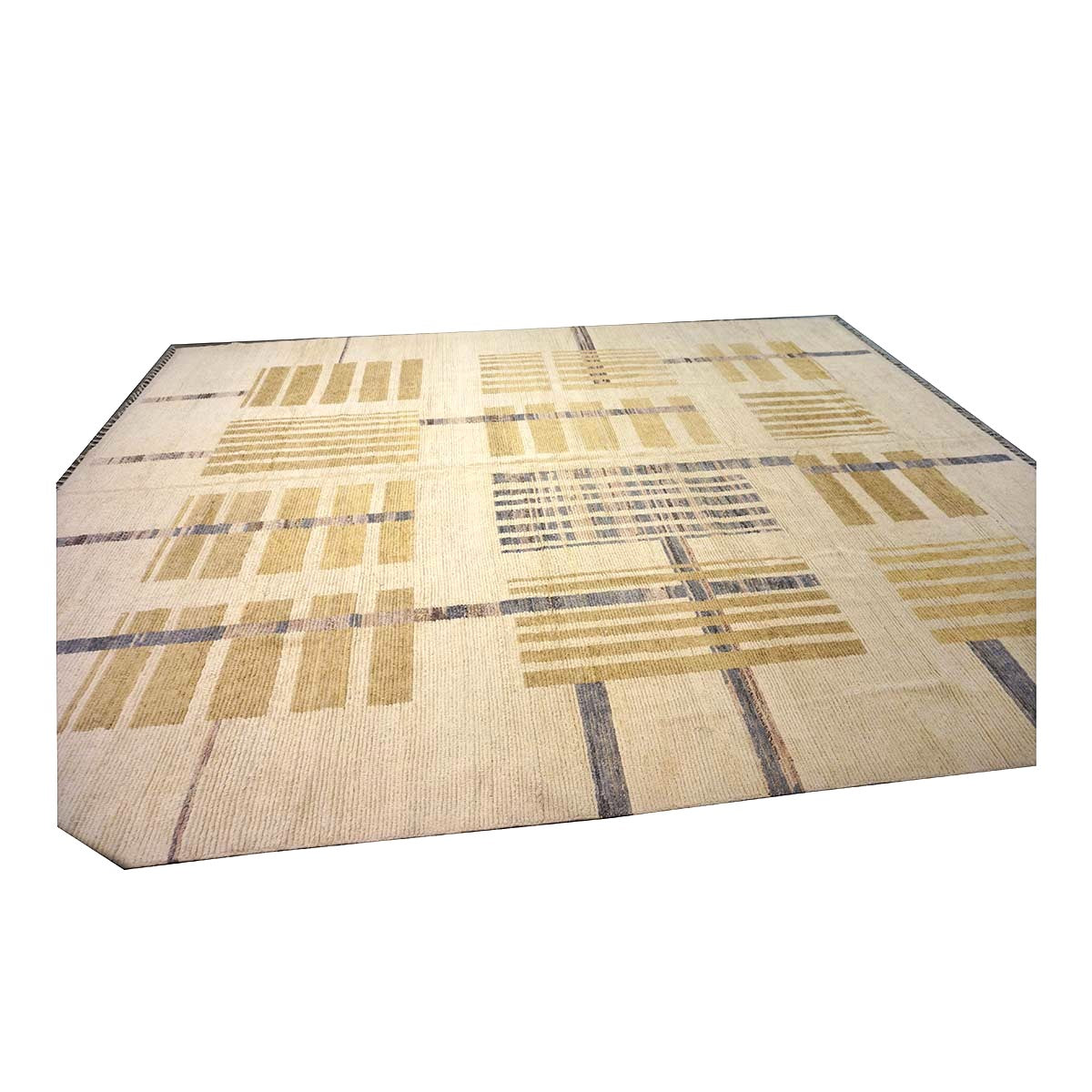 Afghan Tribal Mid-Modern Wool 12x15 Ivory & Tan Handmade Area Rug #1144743