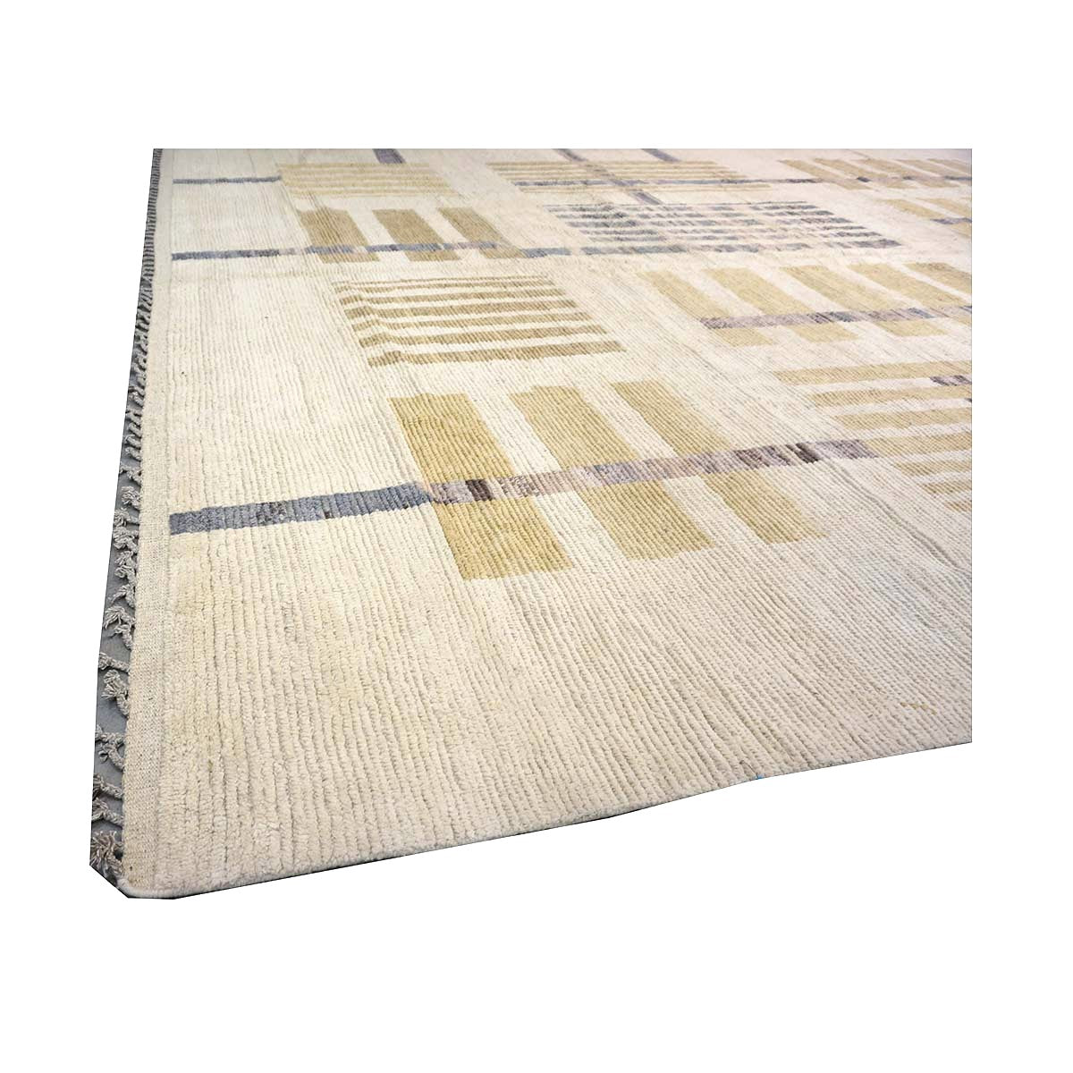 Afghan Tribal Mid-Modern Wool 12x15 Ivory & Tan Handmade Area Rug #1144743