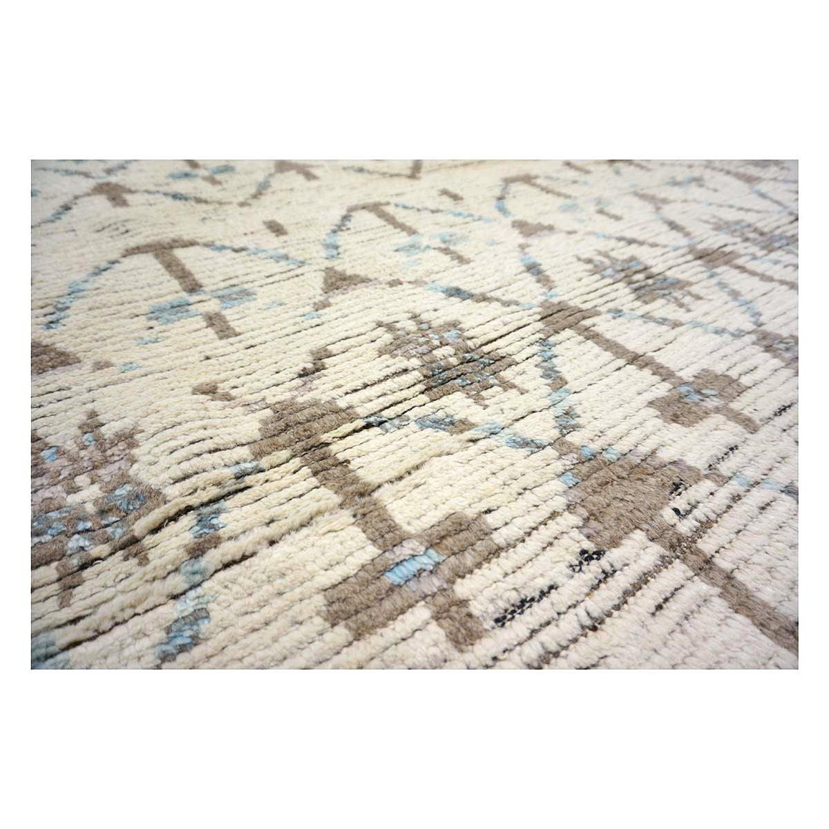 Afghan Tribal Mid-Modern Wool 12x16 Ivory, Brown & Blue Handmade Area Rug #1144745