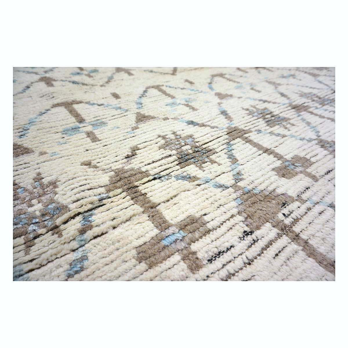 Afghan Tribal Mid-Modern Wool 12x16 Ivory, Brown & Blue Handmade Area Rug #1144745