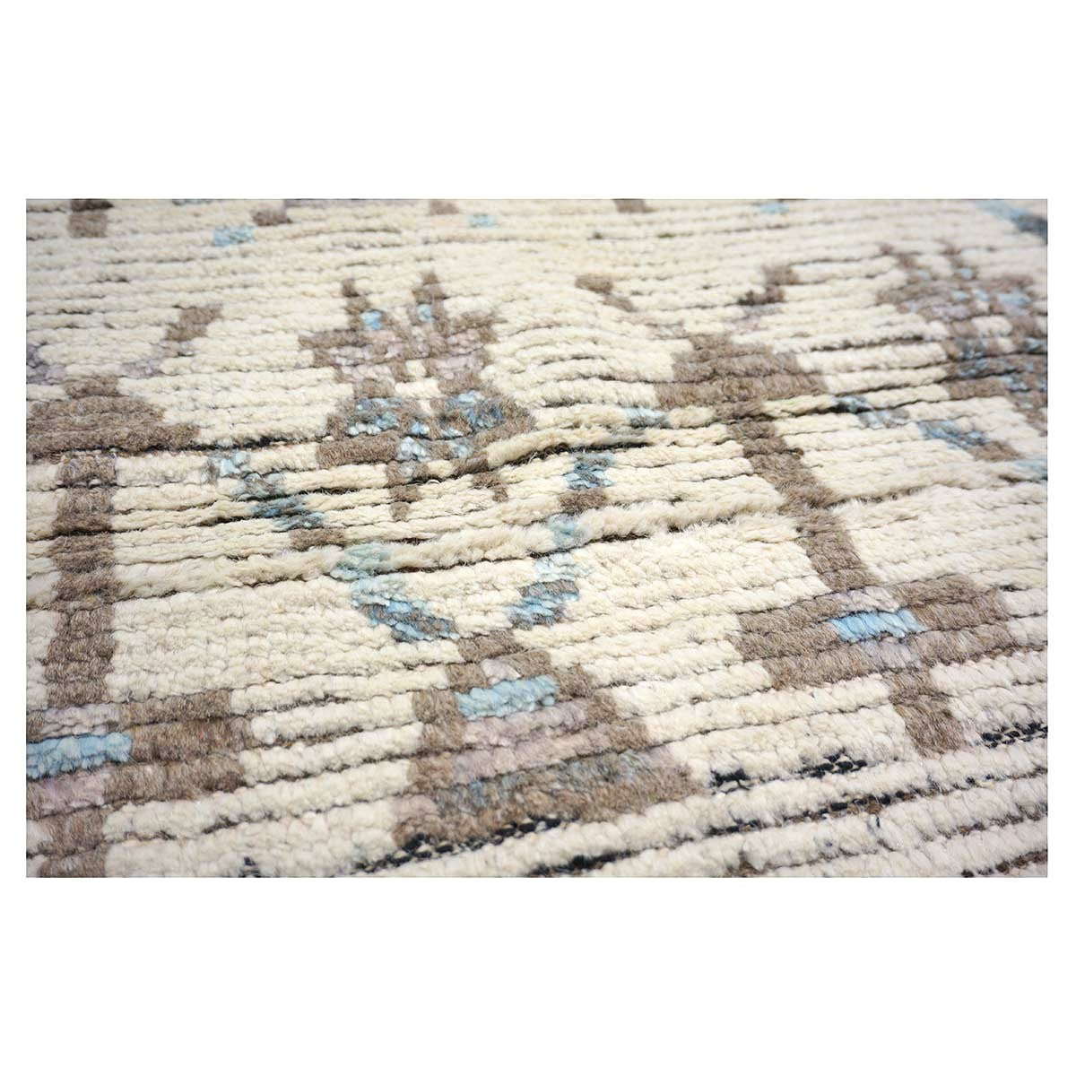 Afghan Tribal Mid-Modern Wool 12x16 Ivory, Brown & Blue Handmade Area Rug #1144745