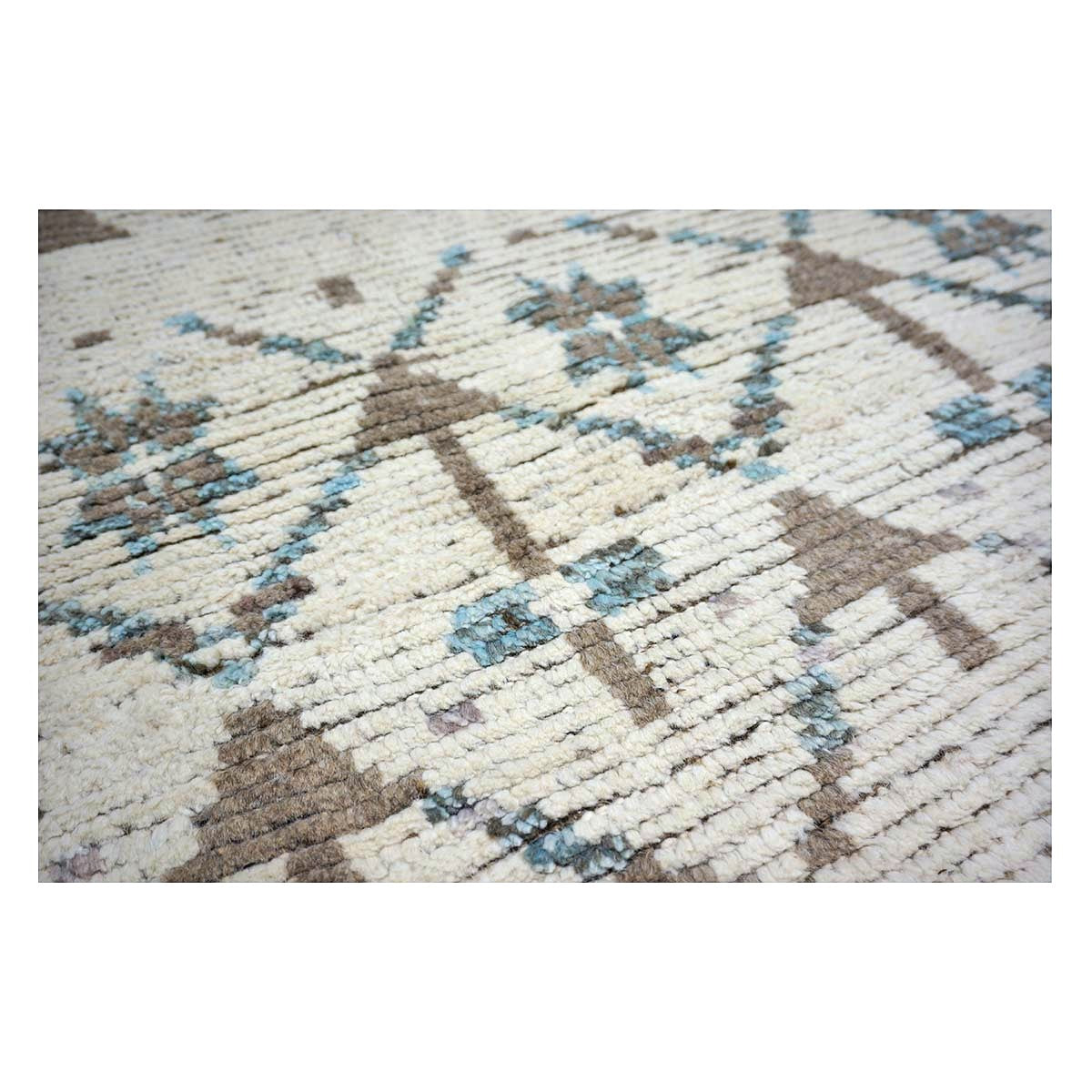 Afghan Tribal Mid-Modern Wool 12x16 Ivory, Brown & Blue Handmade Area Rug #1144745