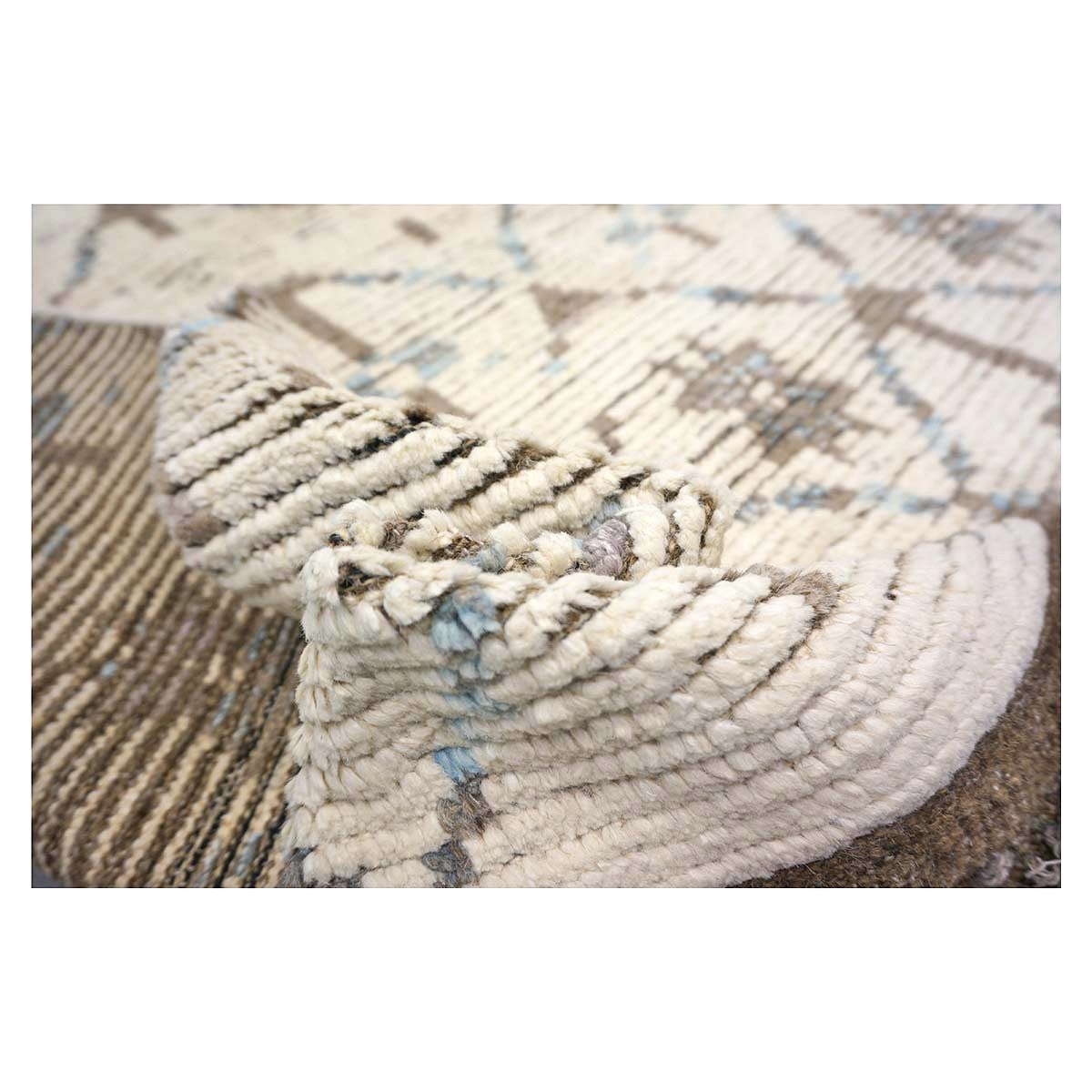 Afghan Tribal Mid-Modern Wool 12x16 Ivory, Brown & Blue Handmade Area Rug #1144745