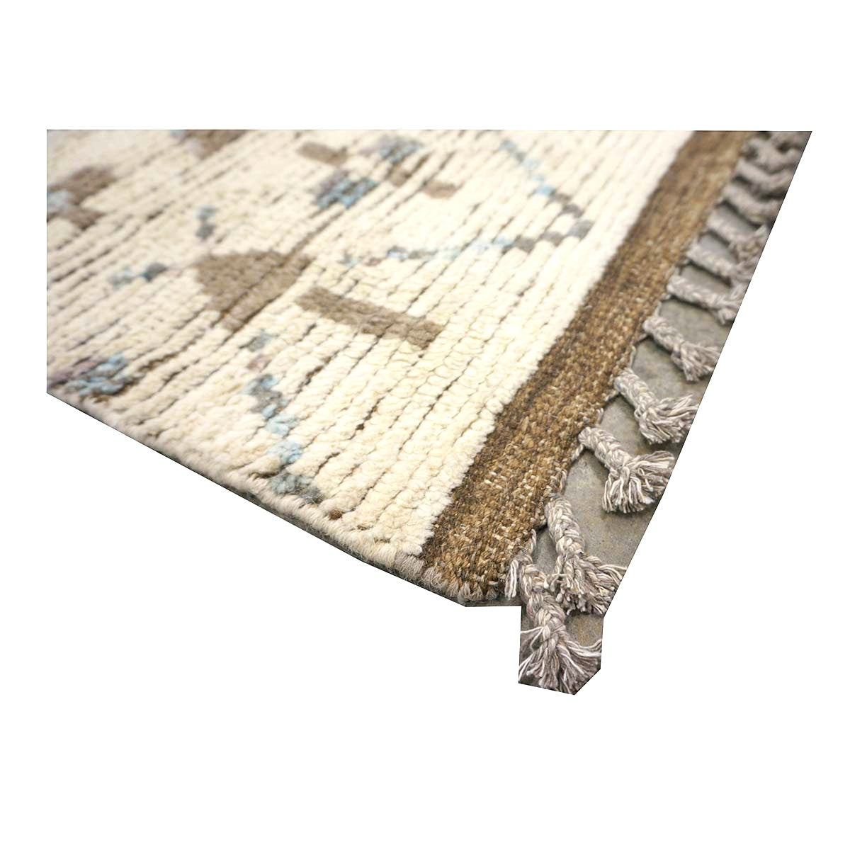 Afghan Tribal Mid-Modern Wool 12x16 Ivory, Brown & Blue Handmade Area Rug #1144745