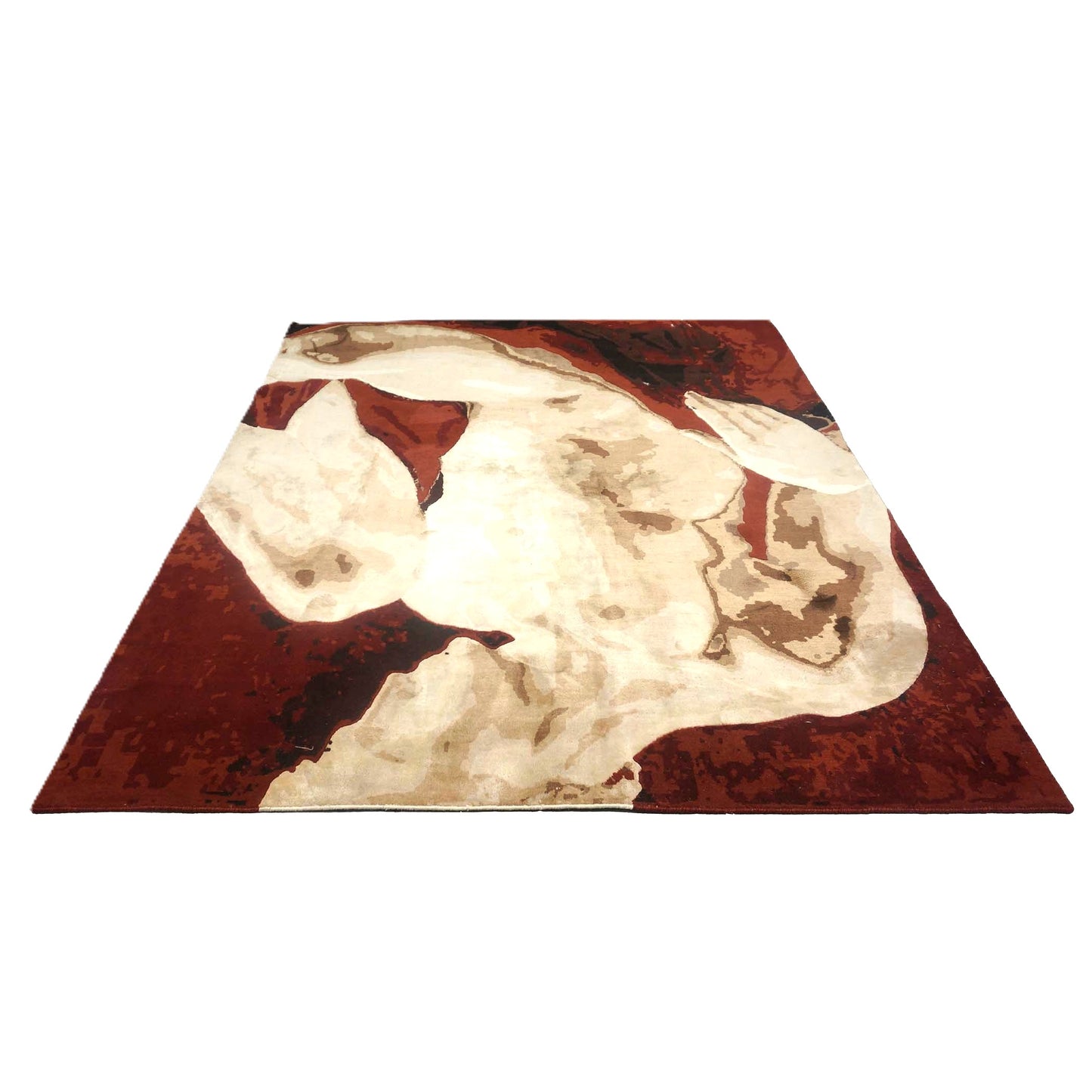 Indian Modern Pictorial Wool & Silk 6x7 Ivory & Red Handmade Area Rug #1144750