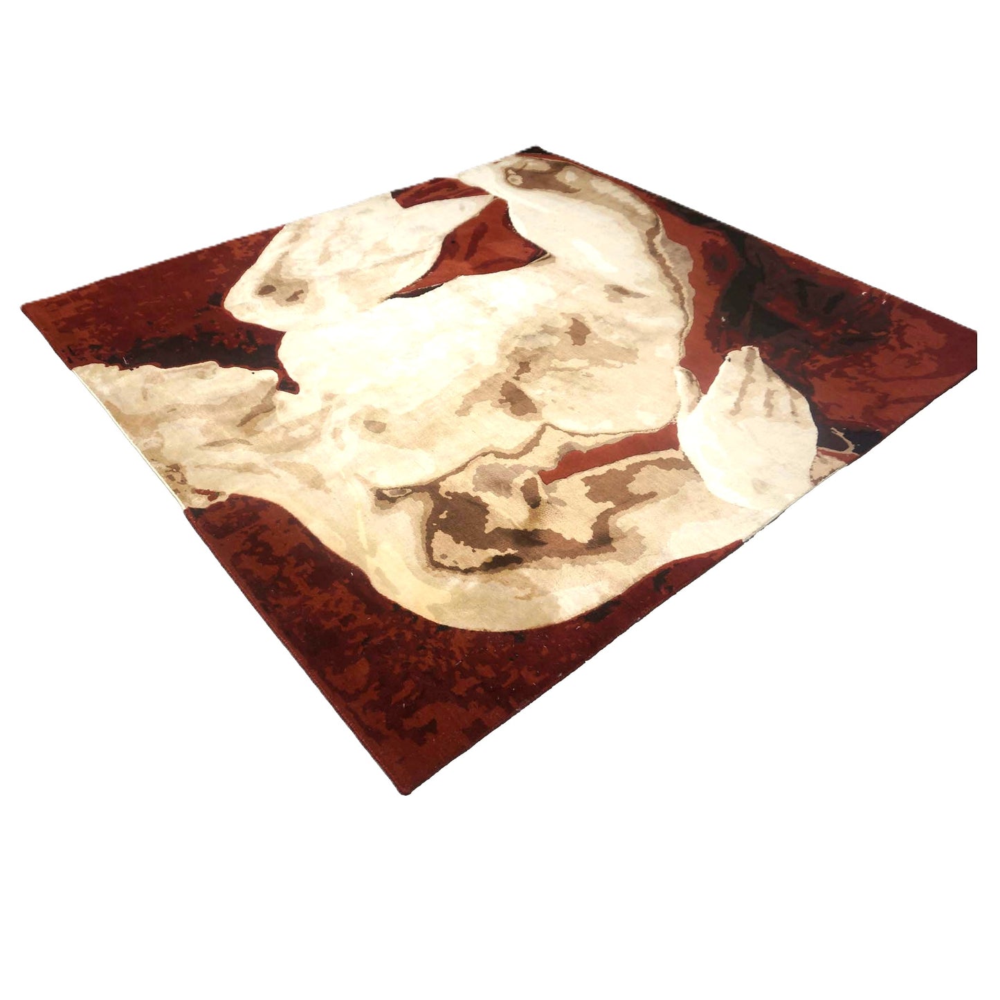 Indian Modern Pictorial Wool & Silk 6x7 Ivory & Red Handmade Area Rug #1144750