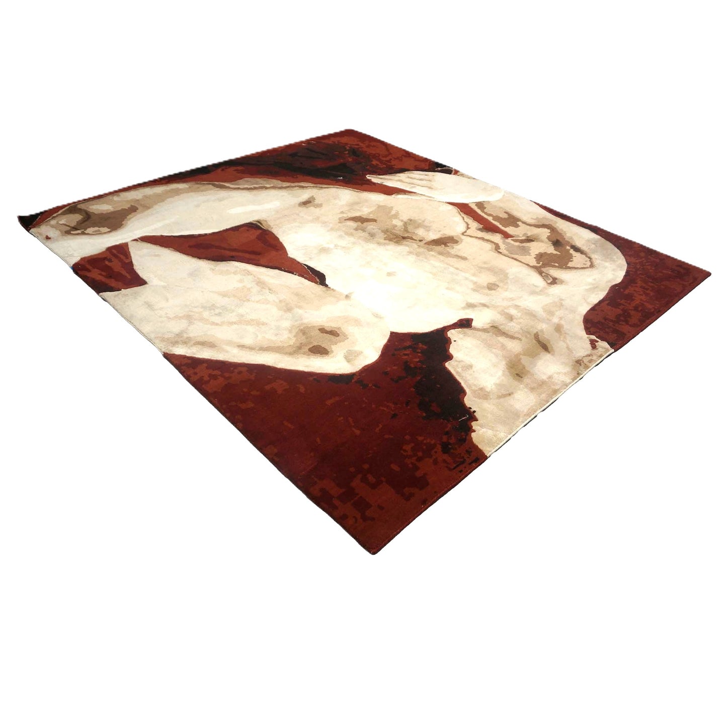 Indian Modern Pictorial Wool & Silk 6x7 Ivory & Red Handmade Area Rug #1144750