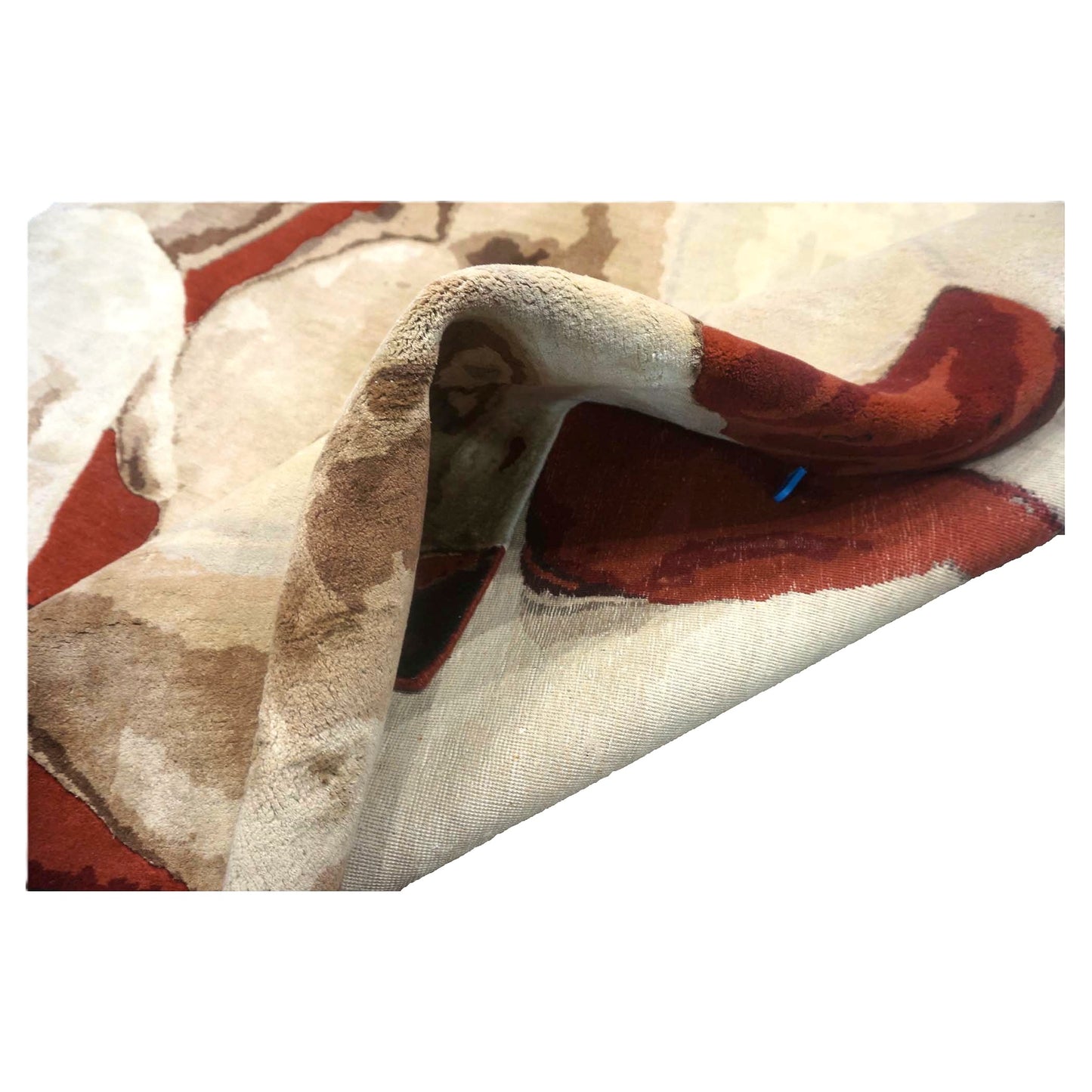 Indian Modern Pictorial Wool & Silk 6x7 Ivory & Red Handmade Area Rug #1144750