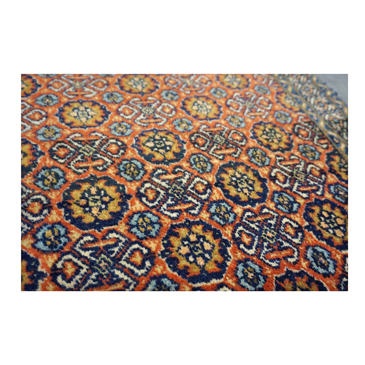 Antique Persian Bakshaish Wool 2x4 Navy, Rust & Ivory Handmade Throw Rug  #1144768