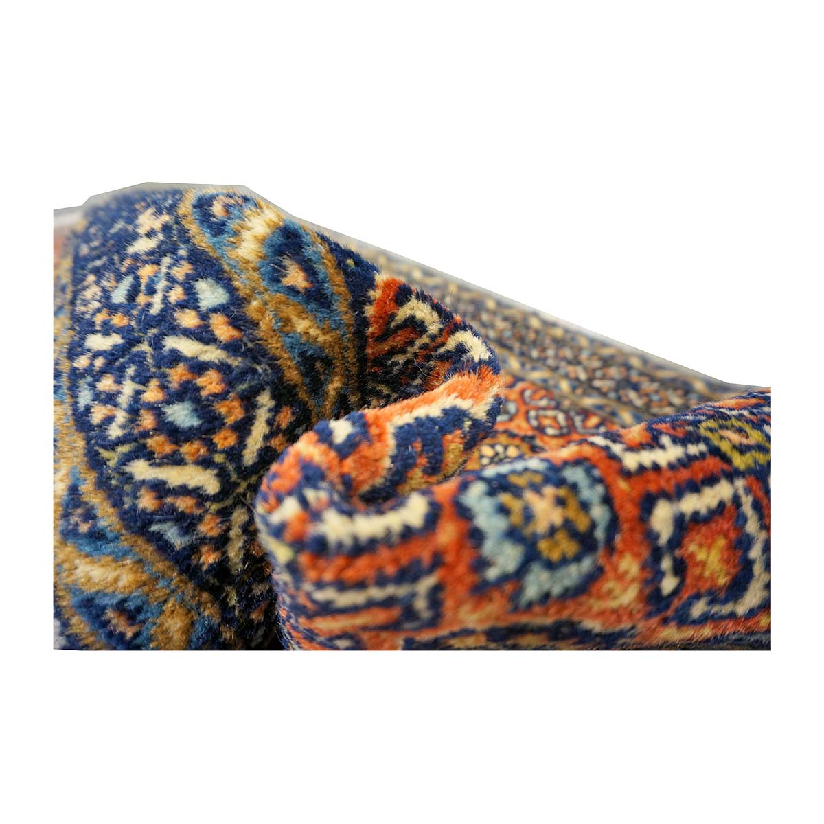 Antique Persian Bakshaish Wool 2x4 Navy, Rust & Ivory Handmade Throw Rug  #1144768