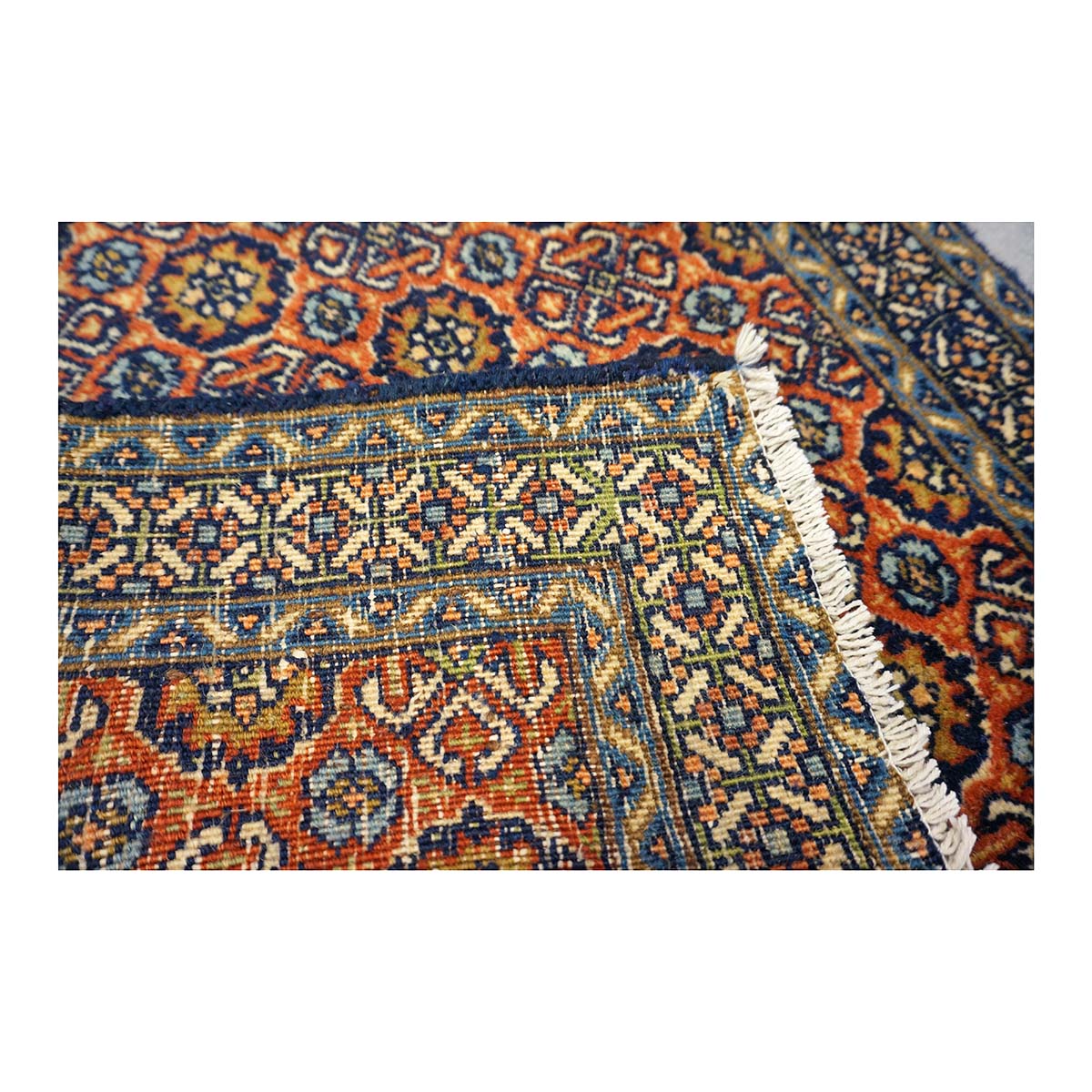 Antique Persian Bakshaish Wool 2x4 Navy, Rust & Ivory Handmade Throw Rug  #1144768